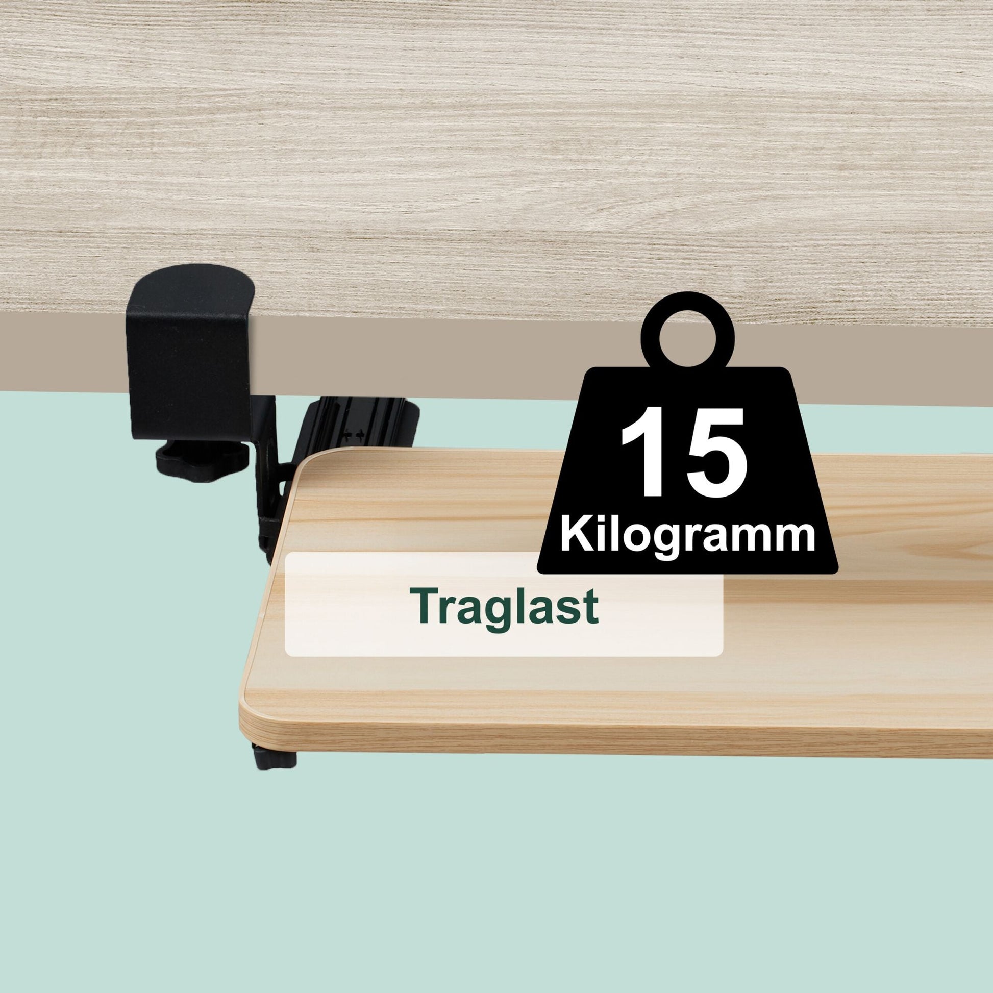 Ausziehbare Tastaturablage zum Klemmen Hellbraun-Schwarz von Relaxdays