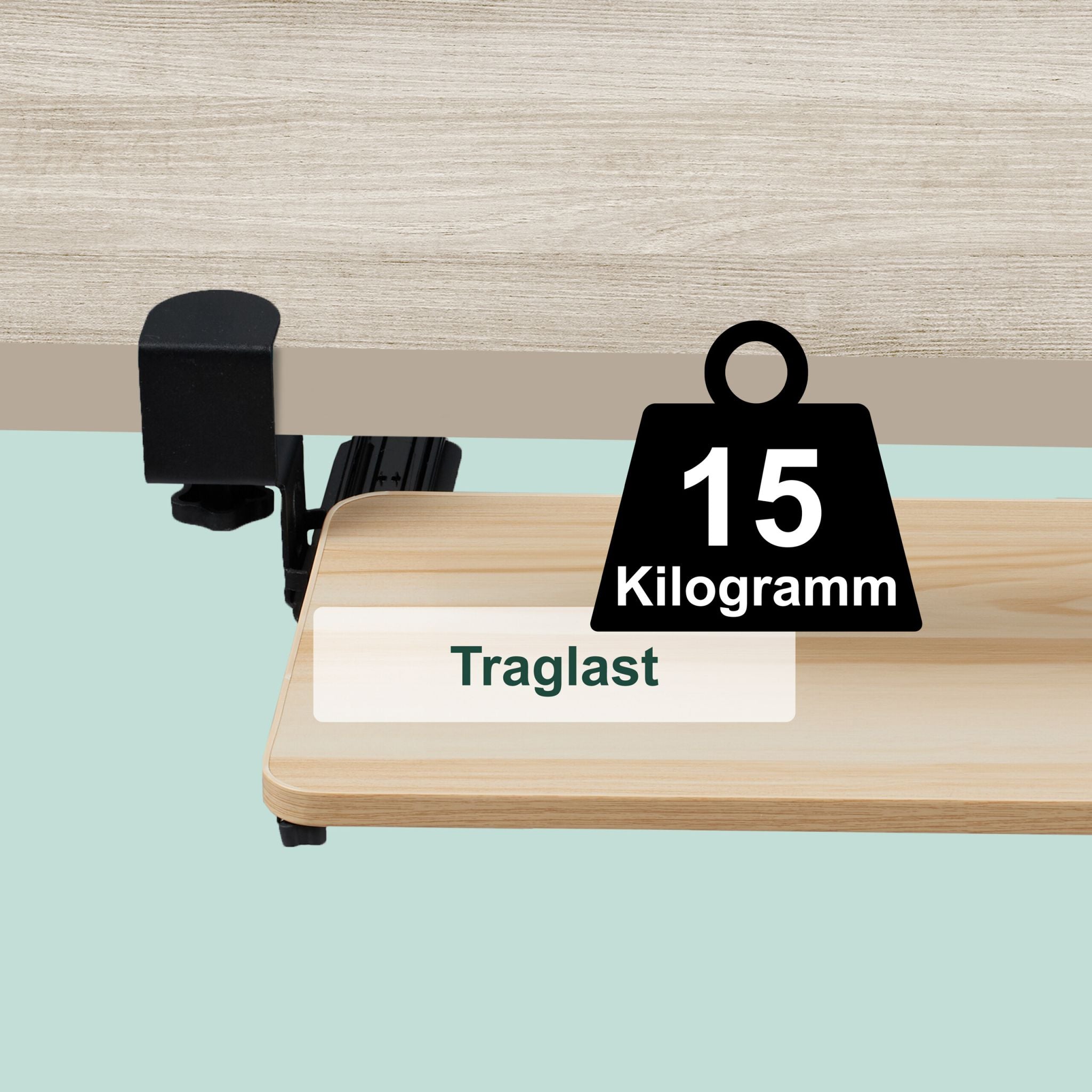 Ausziehbare Tastaturablage zum Klemmen Hellbraun-Schwarz von Relaxdays