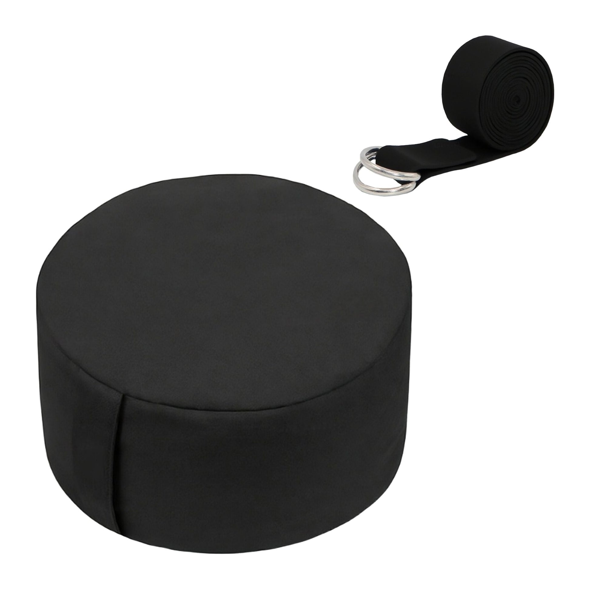 Meditationskissen mit Yogagurt Schwarz von Relaxdays