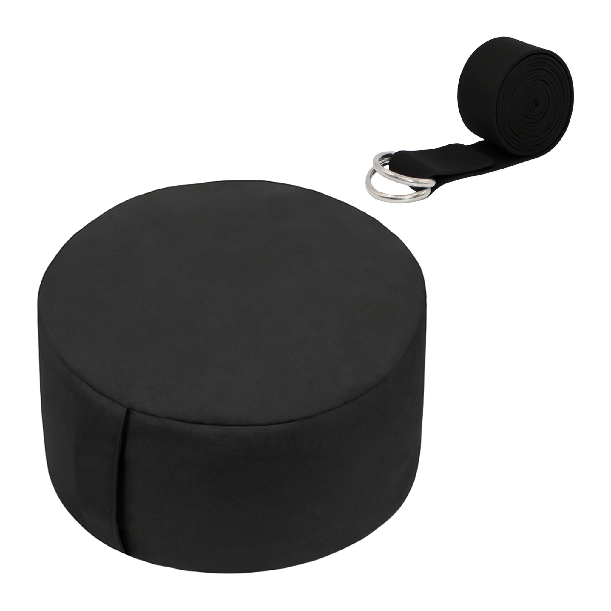 Meditationskissen mit Yogagurt Schwarz von Relaxdays