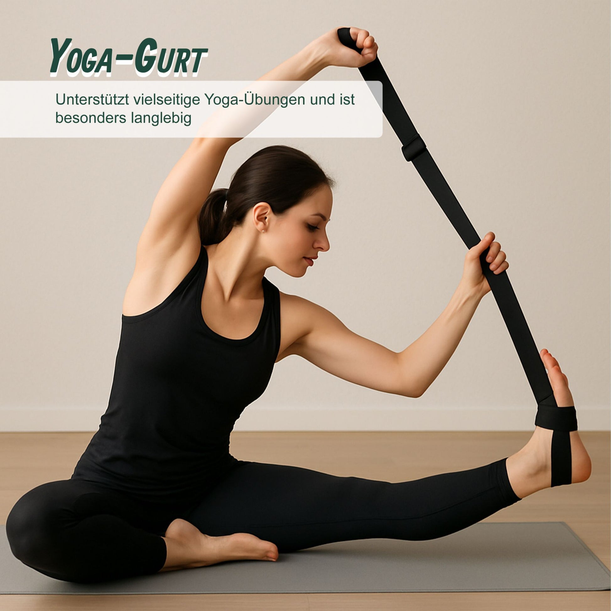 Meditationskissen mit Yogagurt Schwarz von Relaxdays