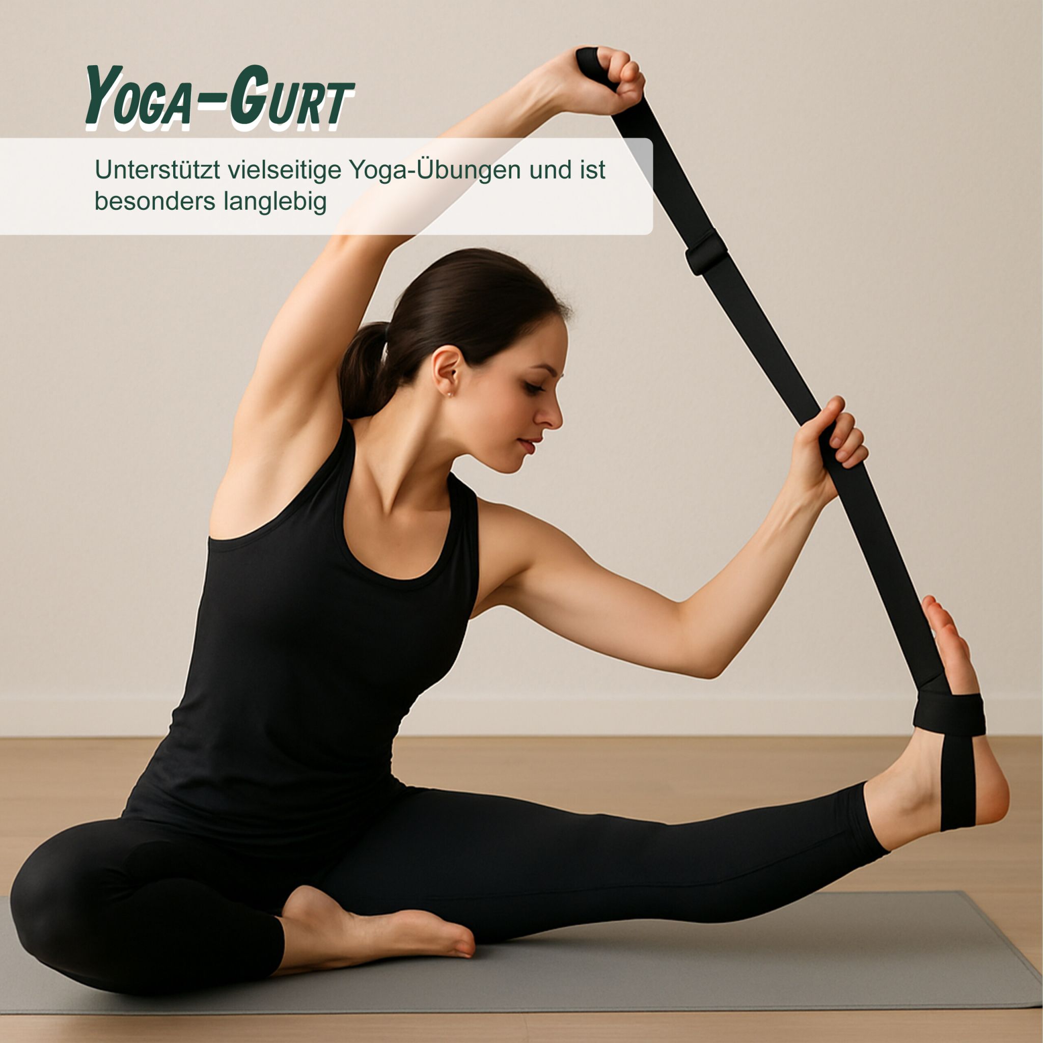 Meditationskissen mit Yogagurt Schwarz von Relaxdays
