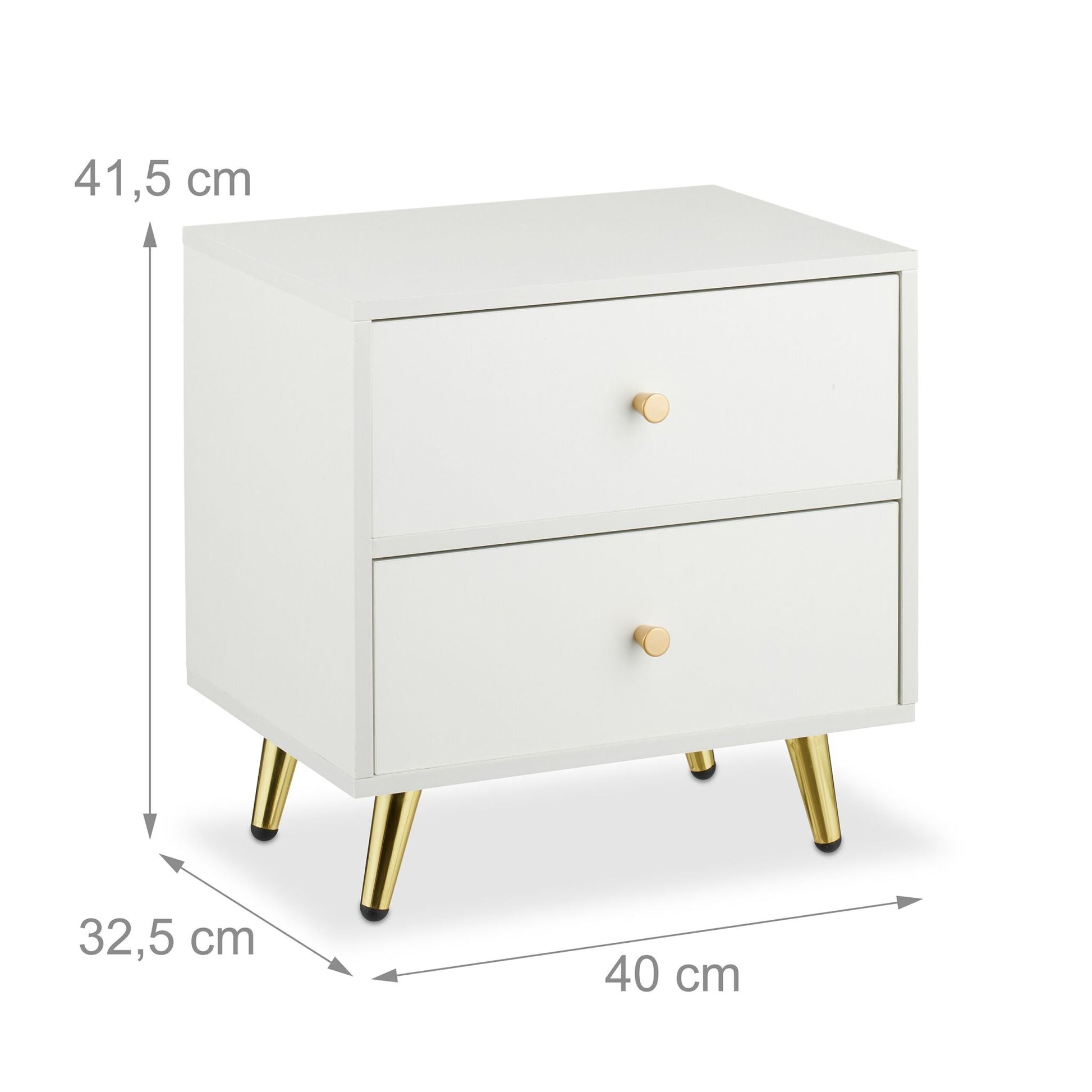 Nachttisch goldene Beine Weiss-Gold von Relaxdays