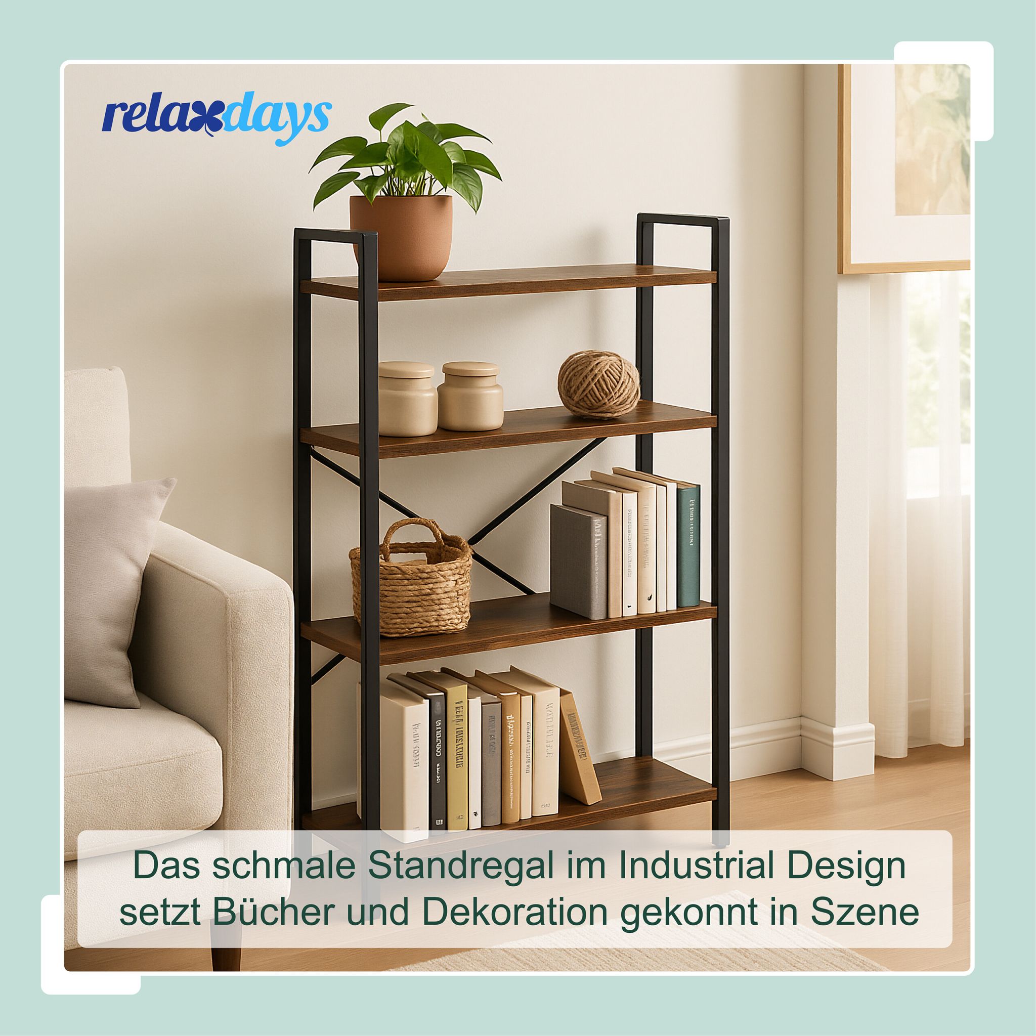 Bücherregal Industrial-Style Braun-Schwarz