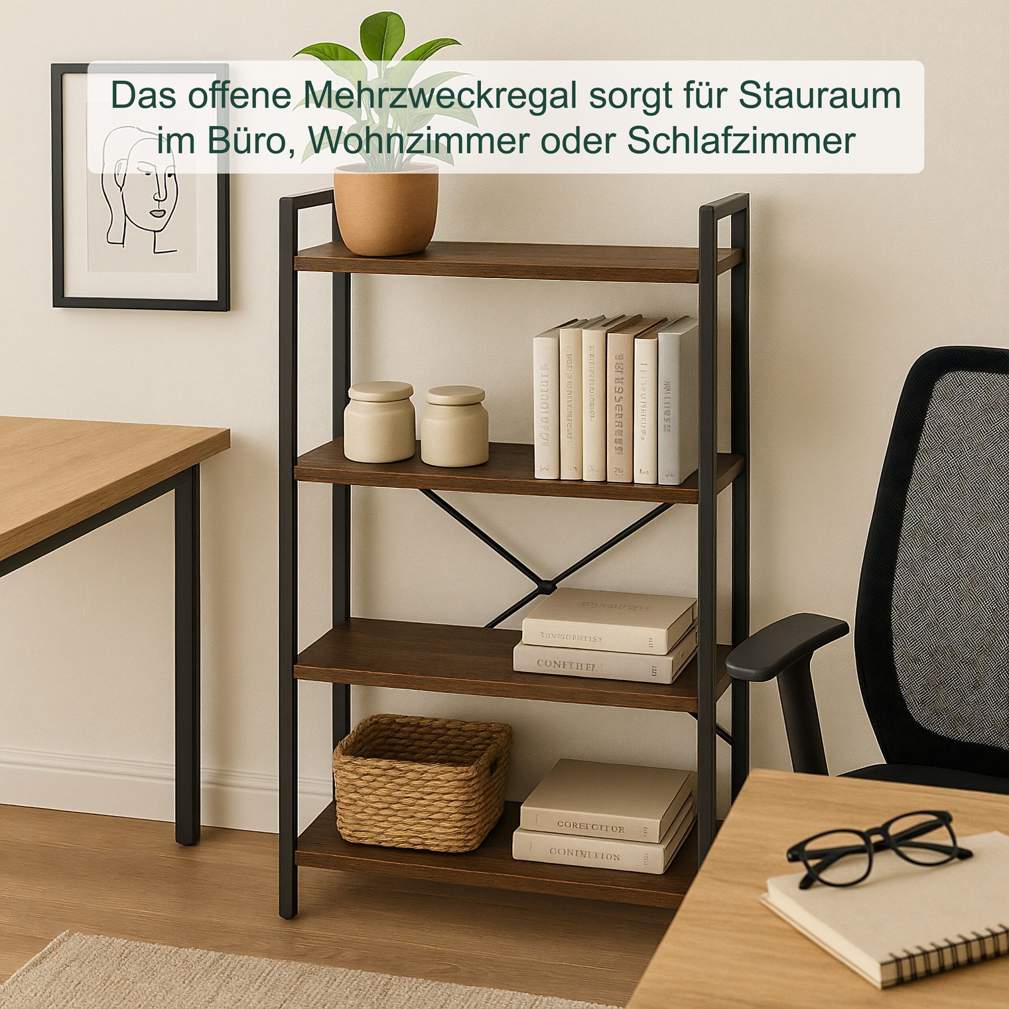 Bücherregal Industrial-Style Braun-Schwarz