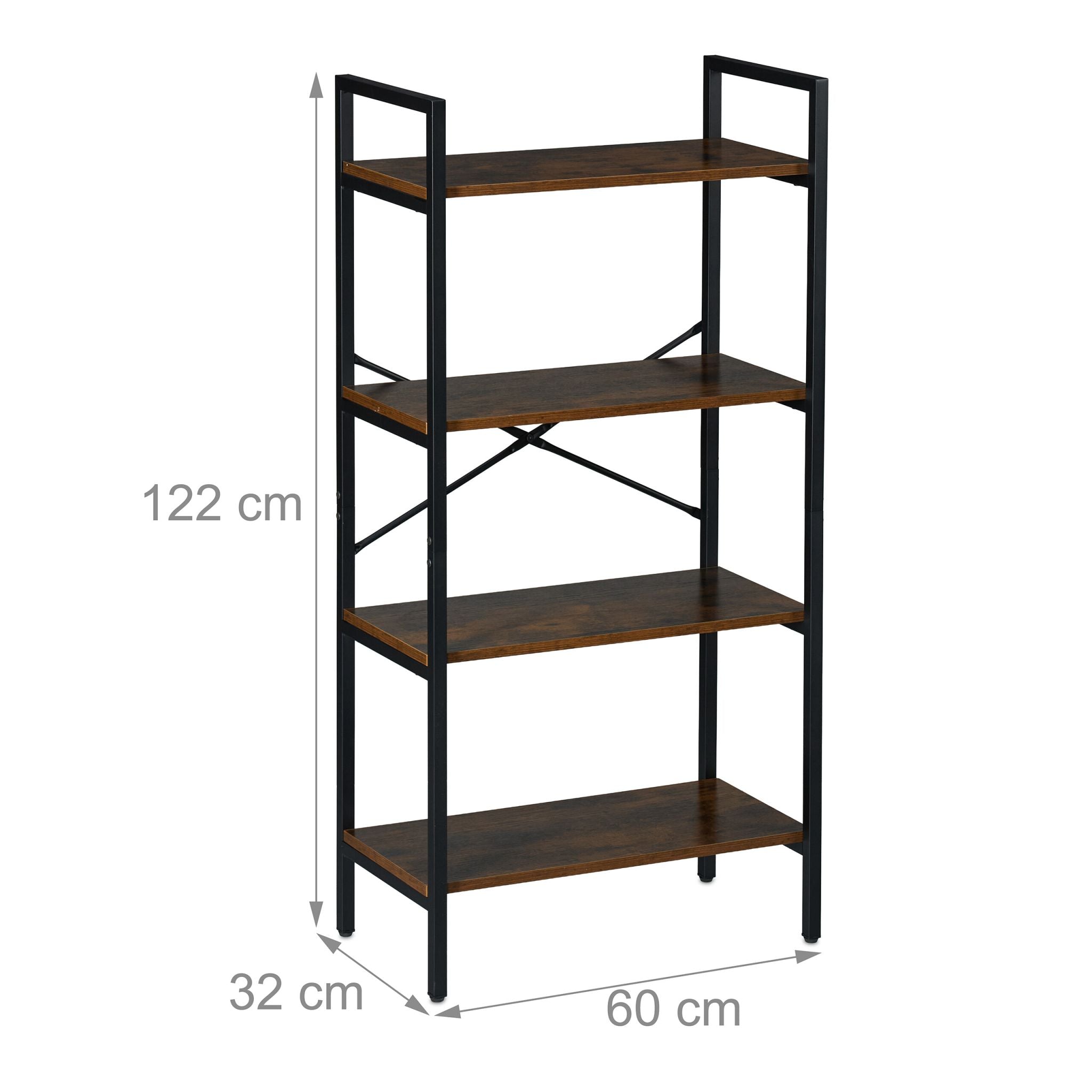 Bücherregal Industrial-Style Braun-Schwarz