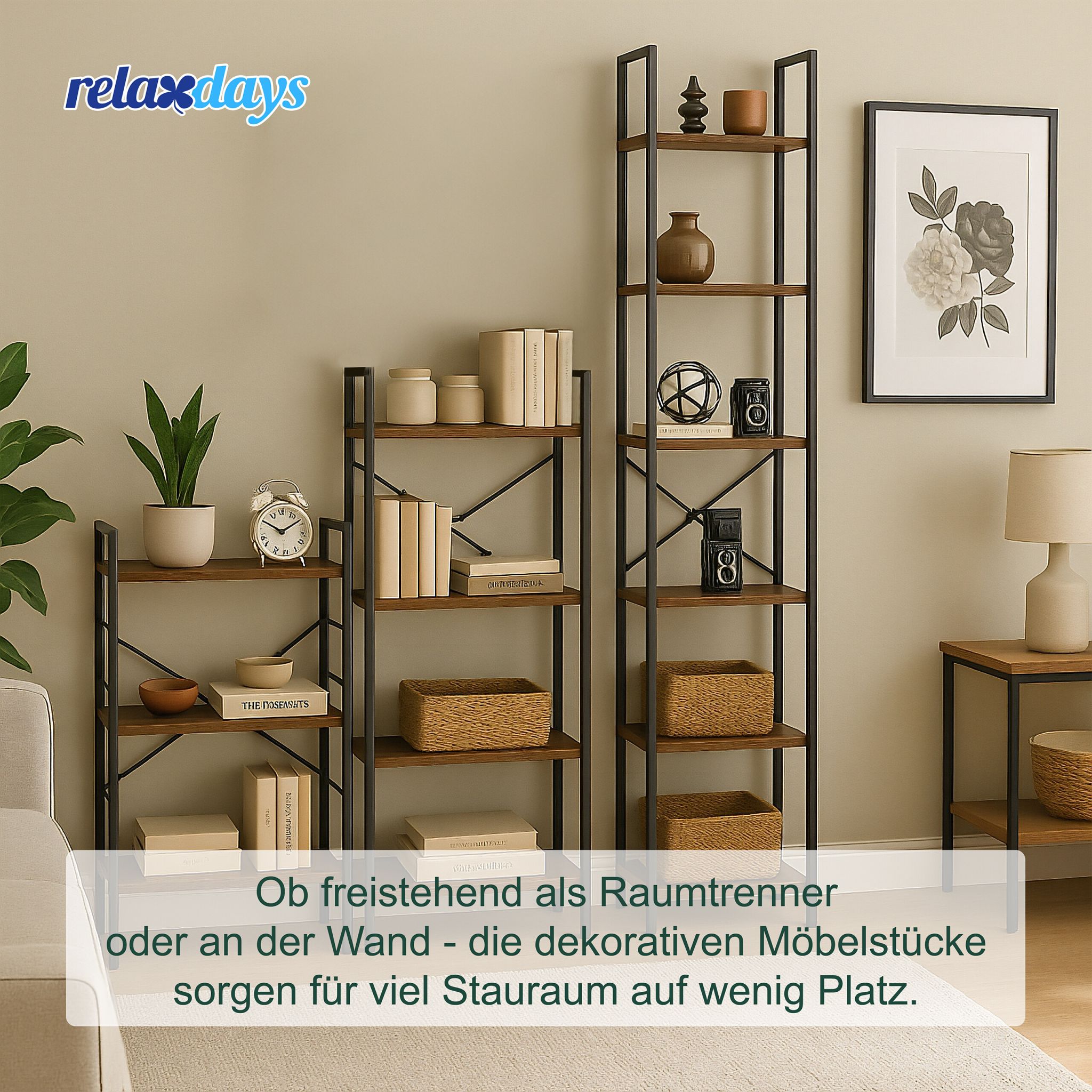 Bücherregal Industrial-Style Braun-Schwarz