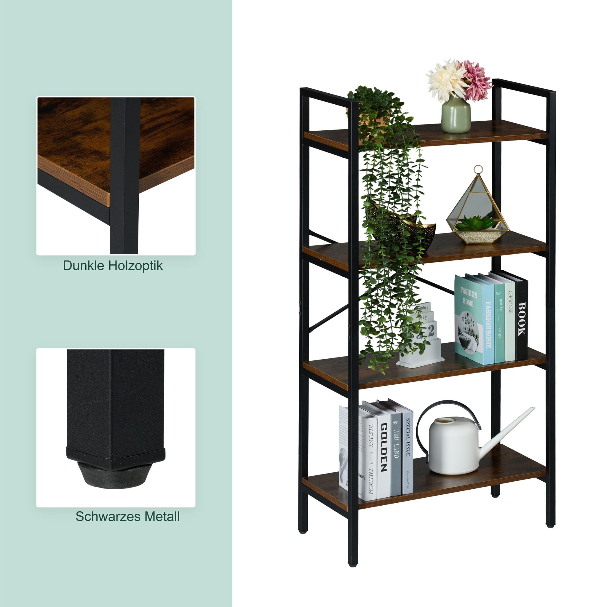 Bücherregal Industrial-Style Braun-Schwarz