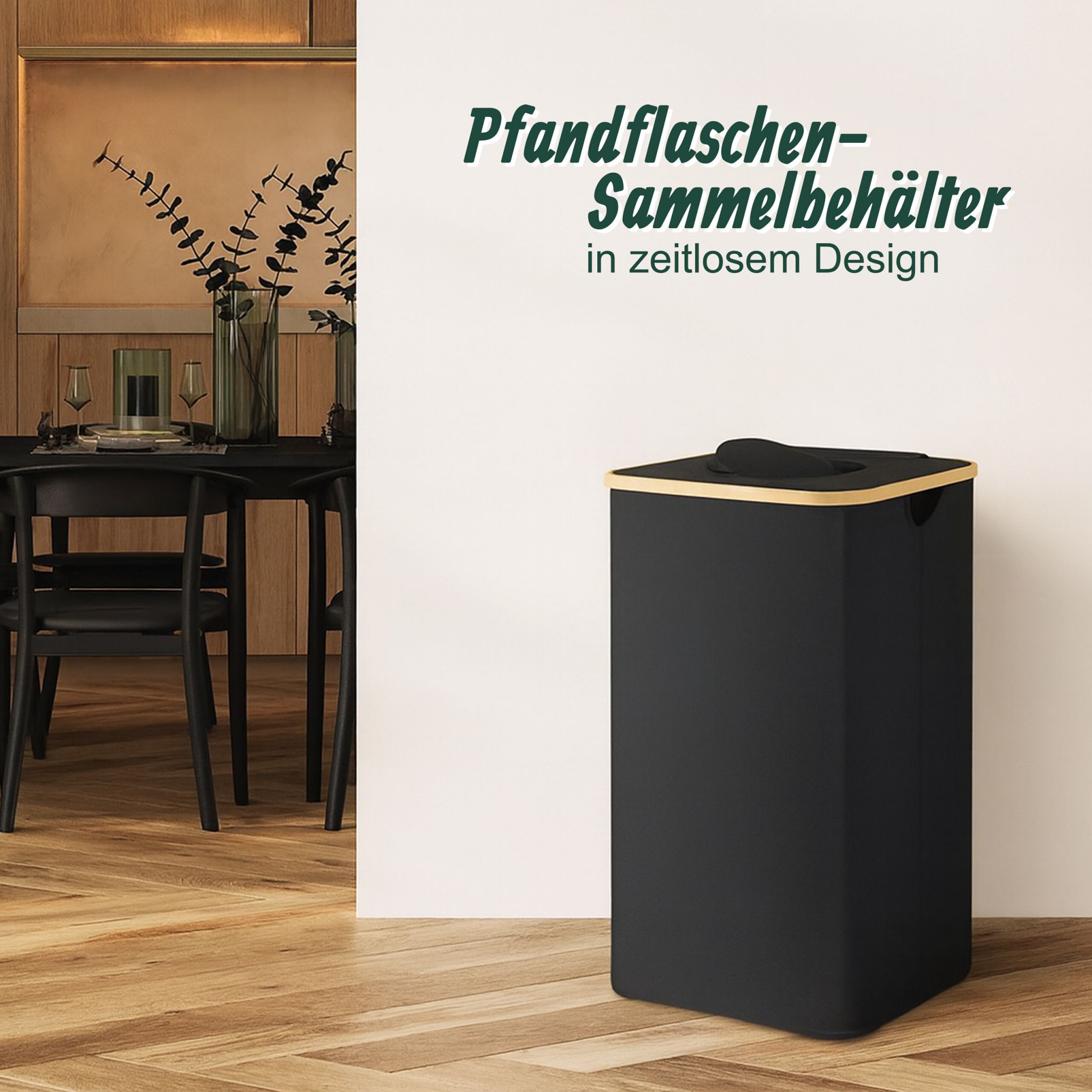 Flaschen Sammelbehälter 100l Hellbraun-Schwarz