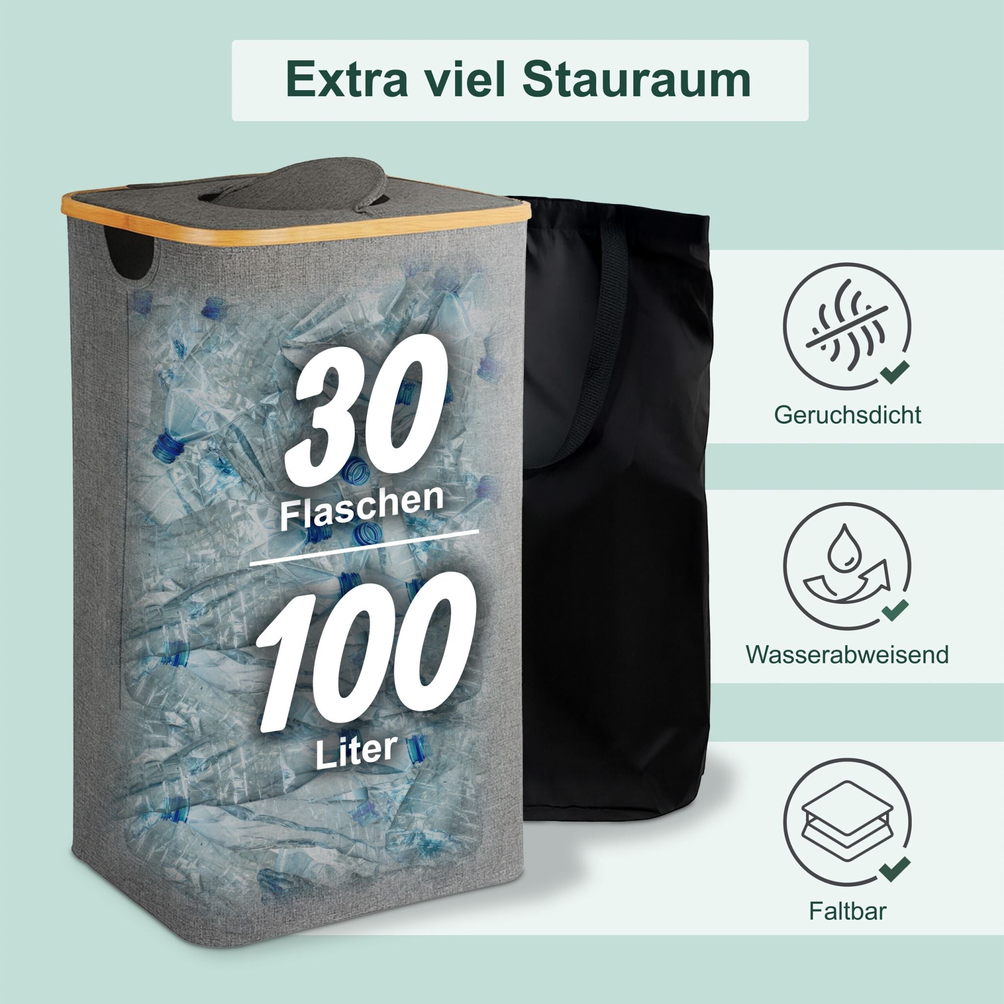 Flaschen Sammelbehälter 100l Hellbraun-Schwarz