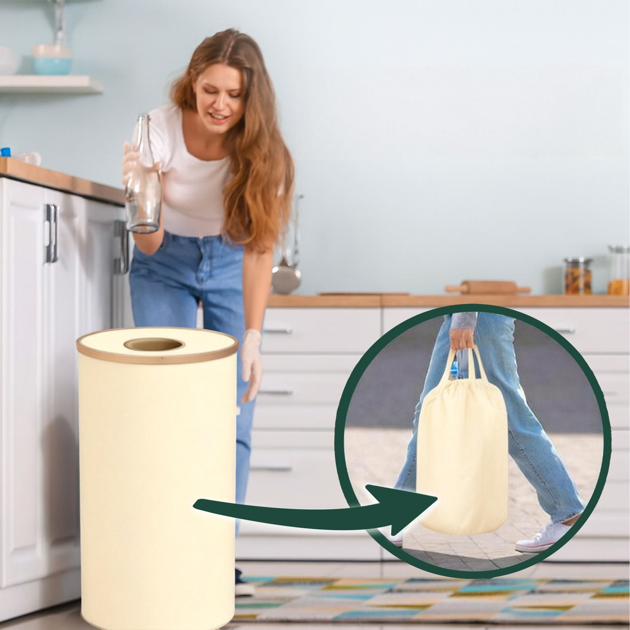 Pfandflaschen Sammelbehälter 100l Beige-Hellbraun von Relaxdays