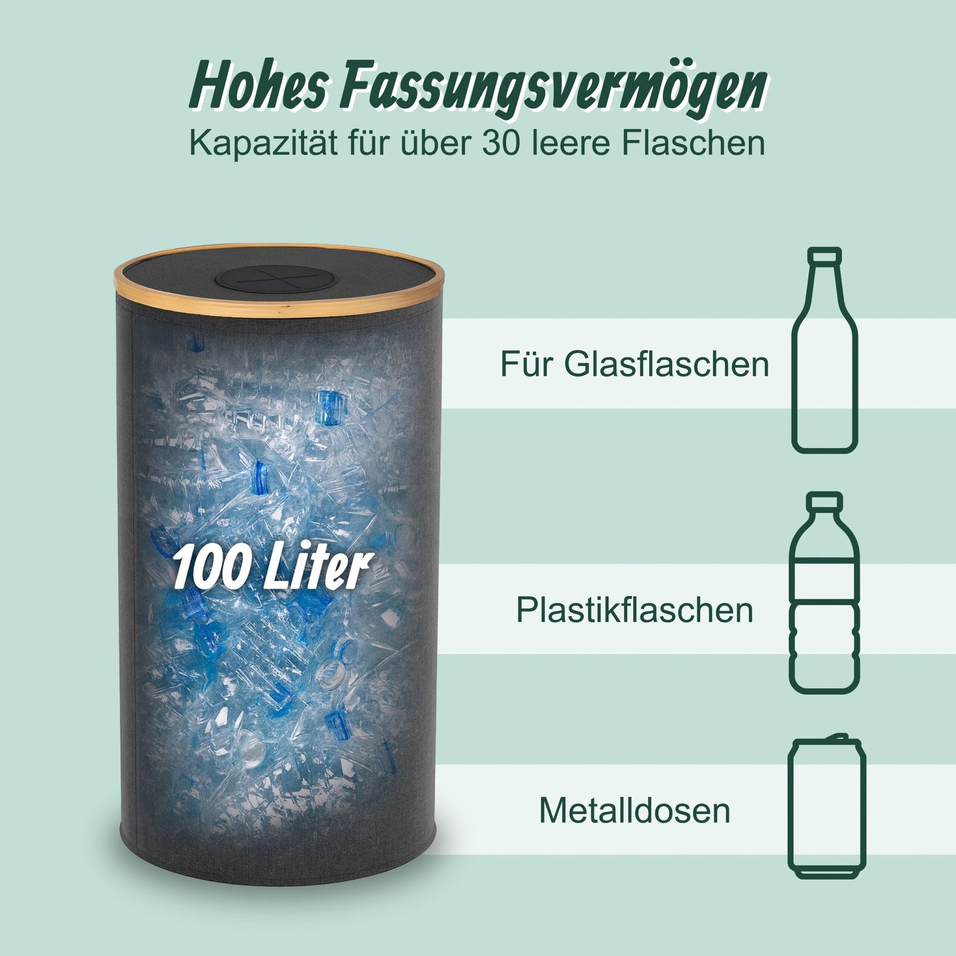 Flaschen Sammelbehälter 100l Hellbraun-Schwarz von guteszeug.ch