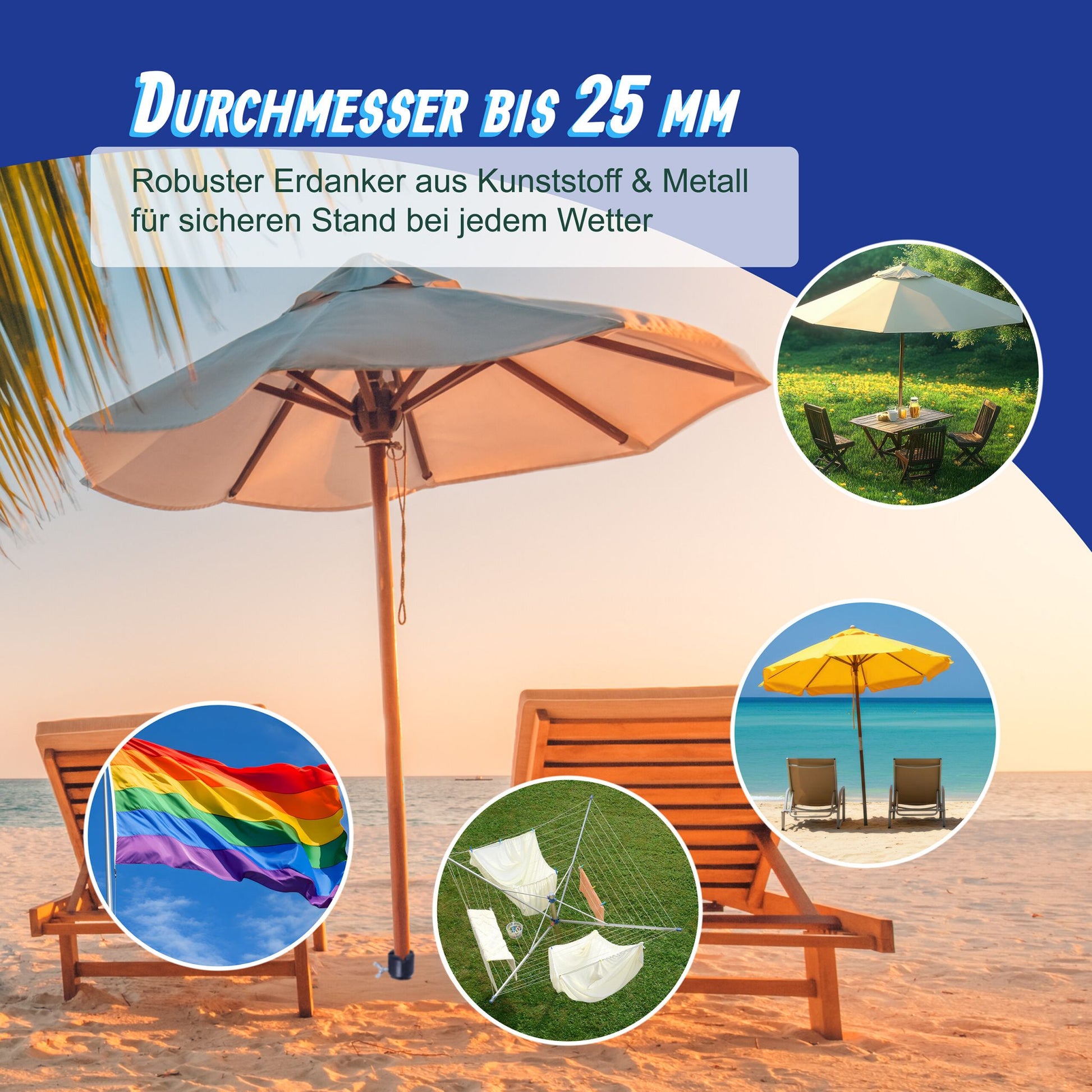 Bodenhülse für 25 mm Stöcke Schwarz-Silber von Relaxdays