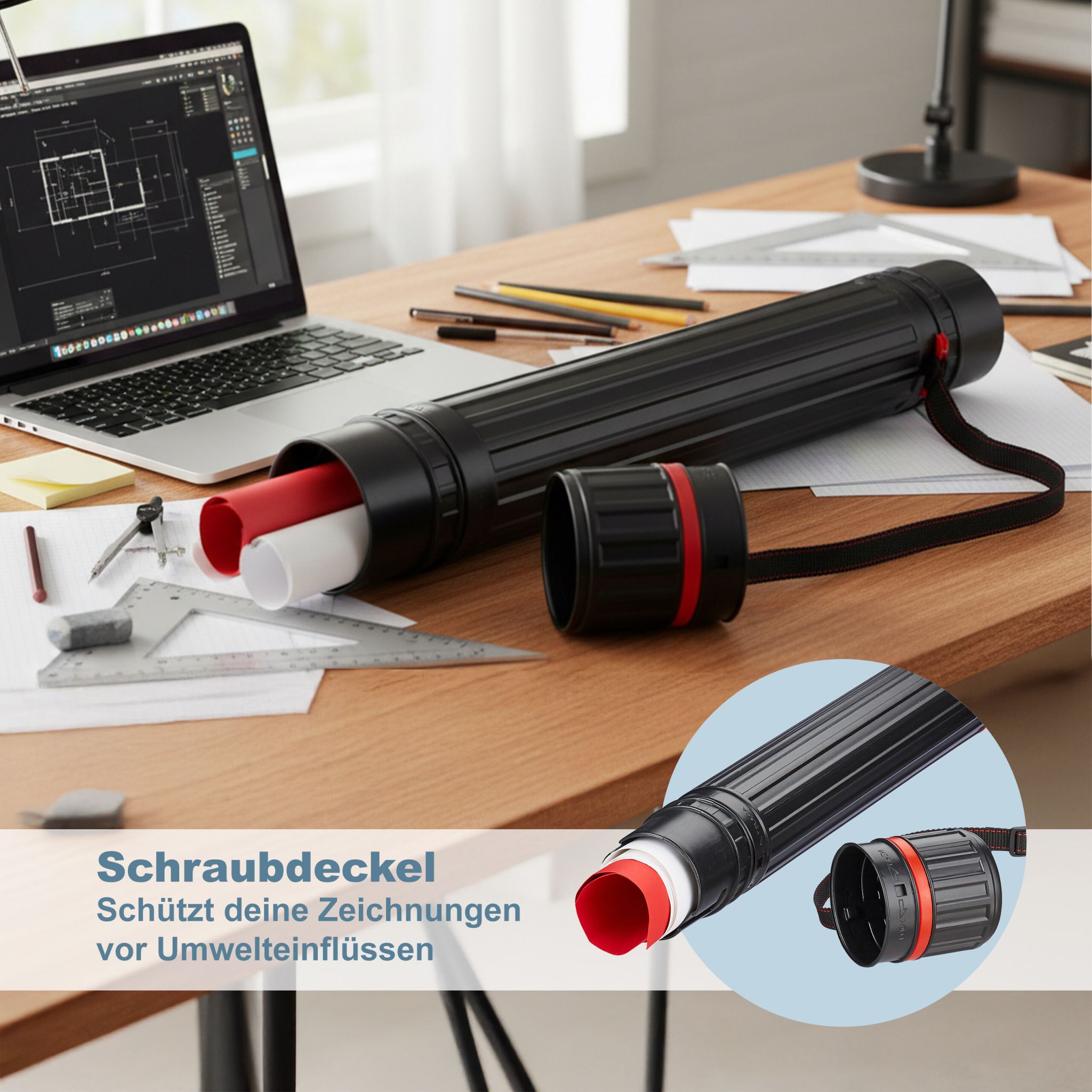 Ausziehbare Posterrolle Rot-Schwarz von Relaxdays