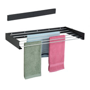 Wäscheständer Wandmontage klappbar Schwarz-Silber von Relaxdays