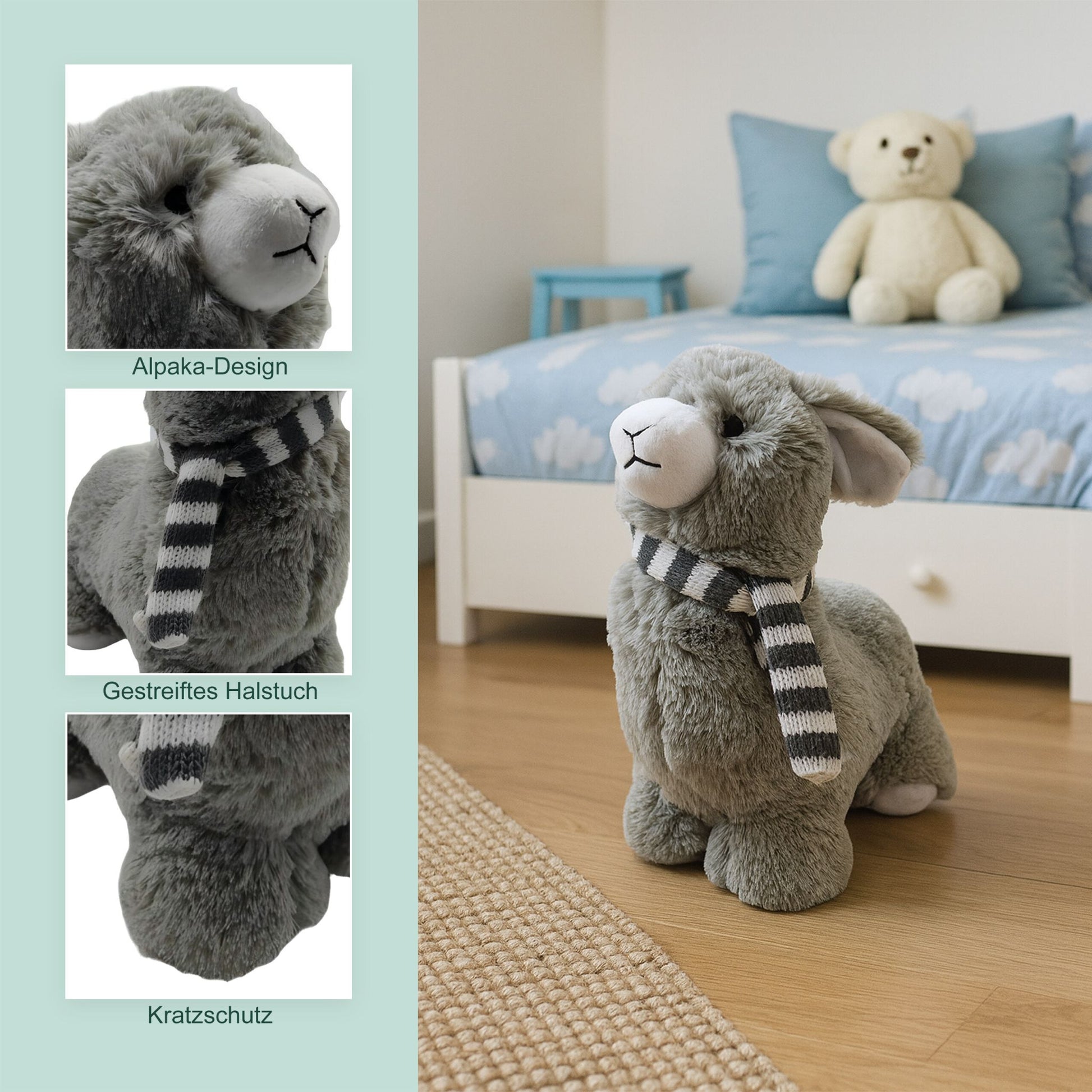 Türstopper Alpaka Weiss-Grau von Relaxdays