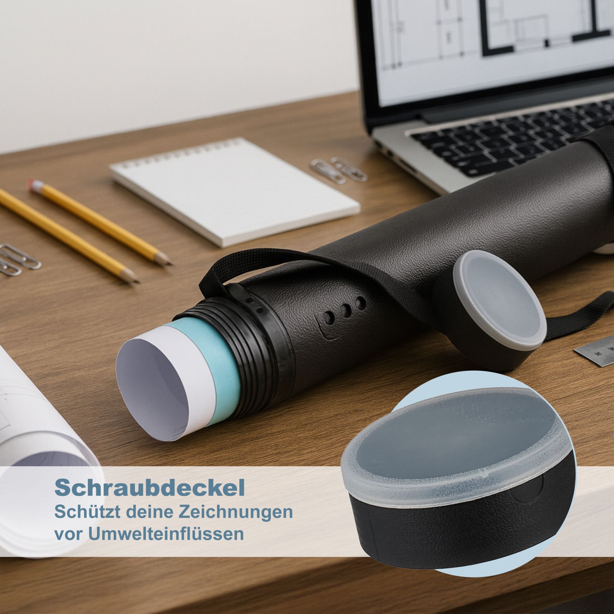 Posterrolle mit Gurt ziehbar Weiss-Schwarz von Relaxdays