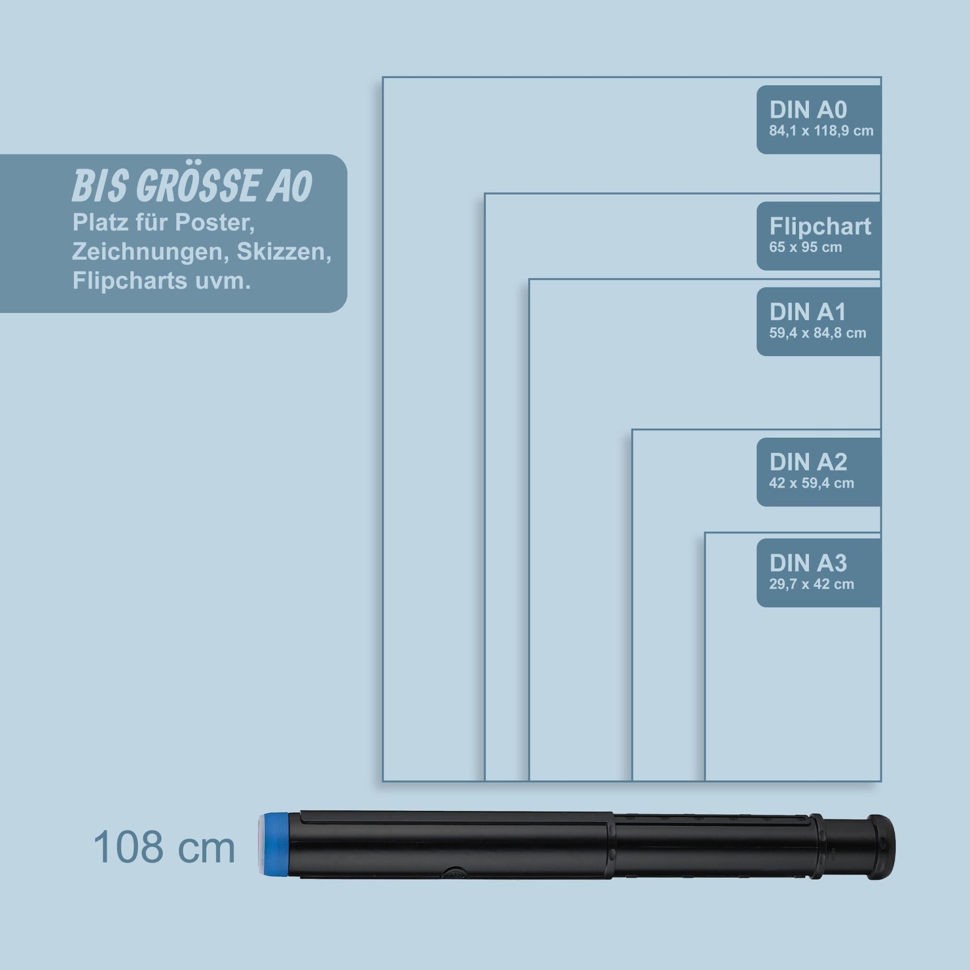 Posterrolle ziehbar zweifarbig Blau-Schwarz von Relaxdays