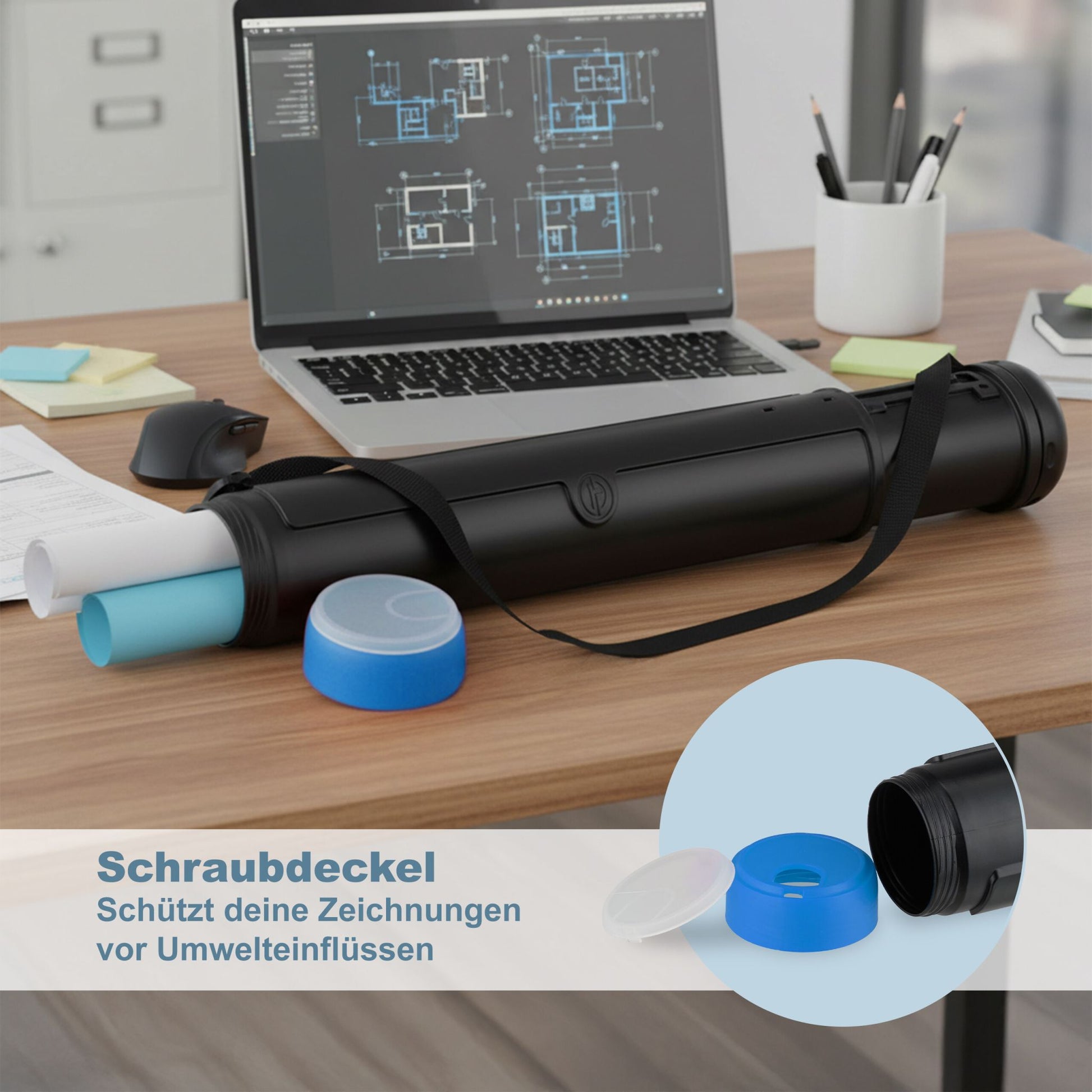 Posterrolle ziehbar zweifarbig Blau-Schwarz von Relaxdays