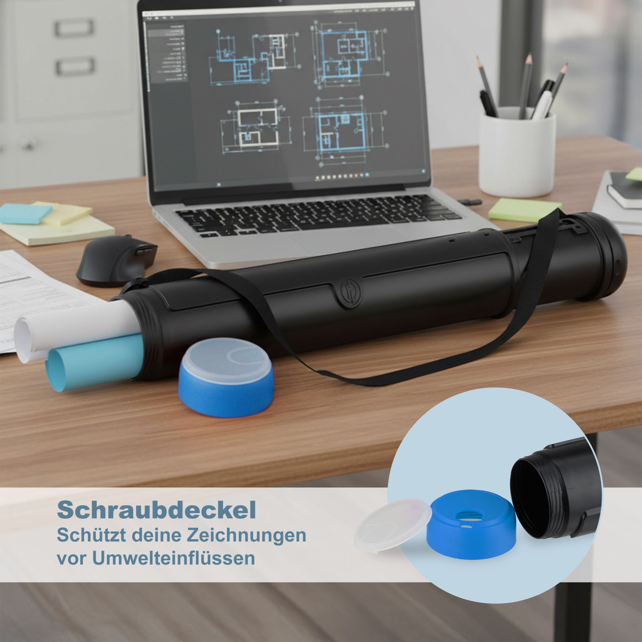 Posterrolle ziehbar zweifarbig Blau-Schwarz von Relaxdays