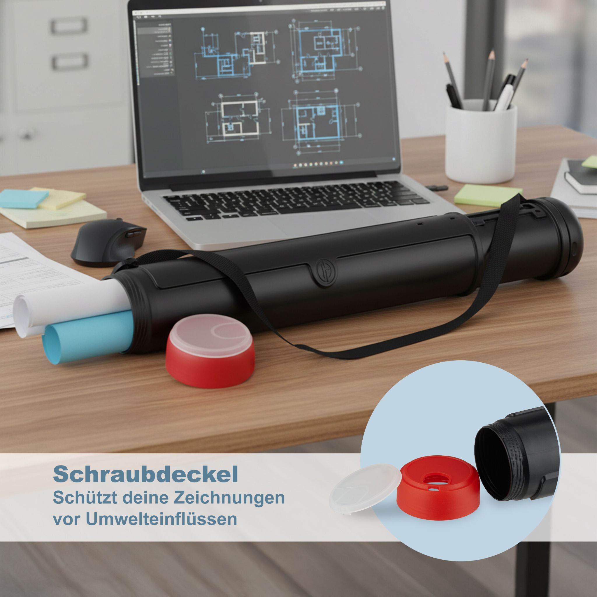 Posterrolle ziehbar zweifarbig Rot-Schwarz von Relaxdays