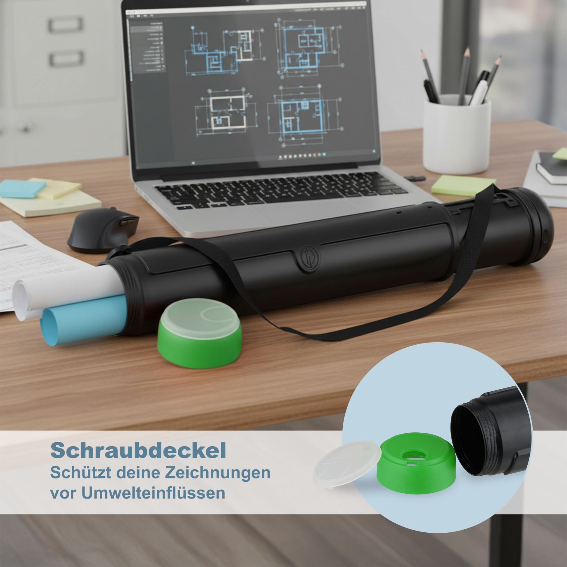 Posterrolle ziehbar zweifarbig Grün-Schwarz von Relaxdays