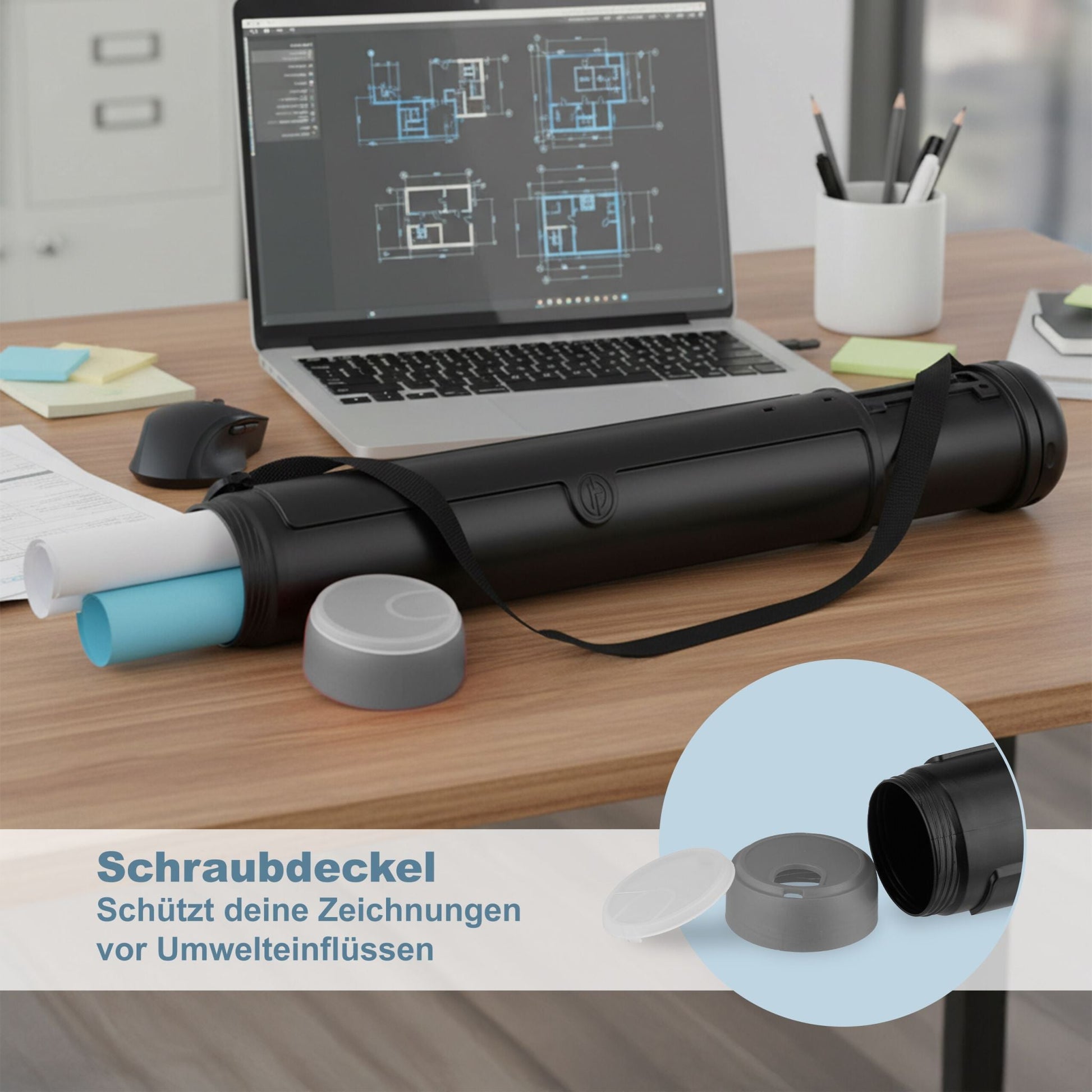 Posterrolle ziehbar zweifarbig Schwarz-Grau von Relaxdays