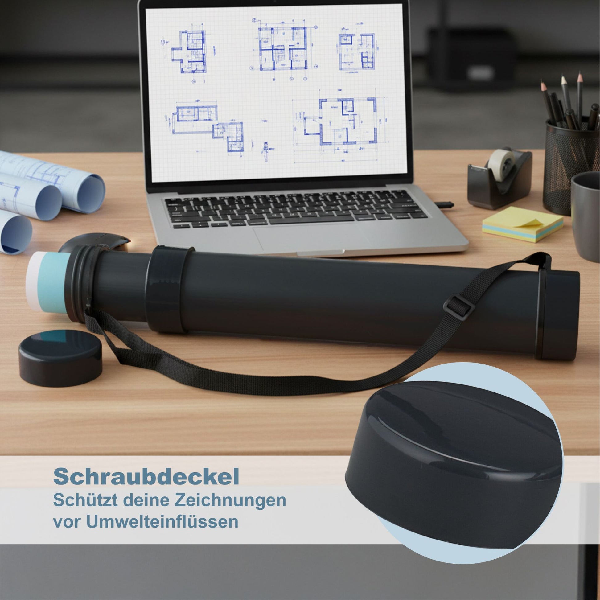 Posterrolle ziehbar mit Gurt Schwarz von Relaxdays