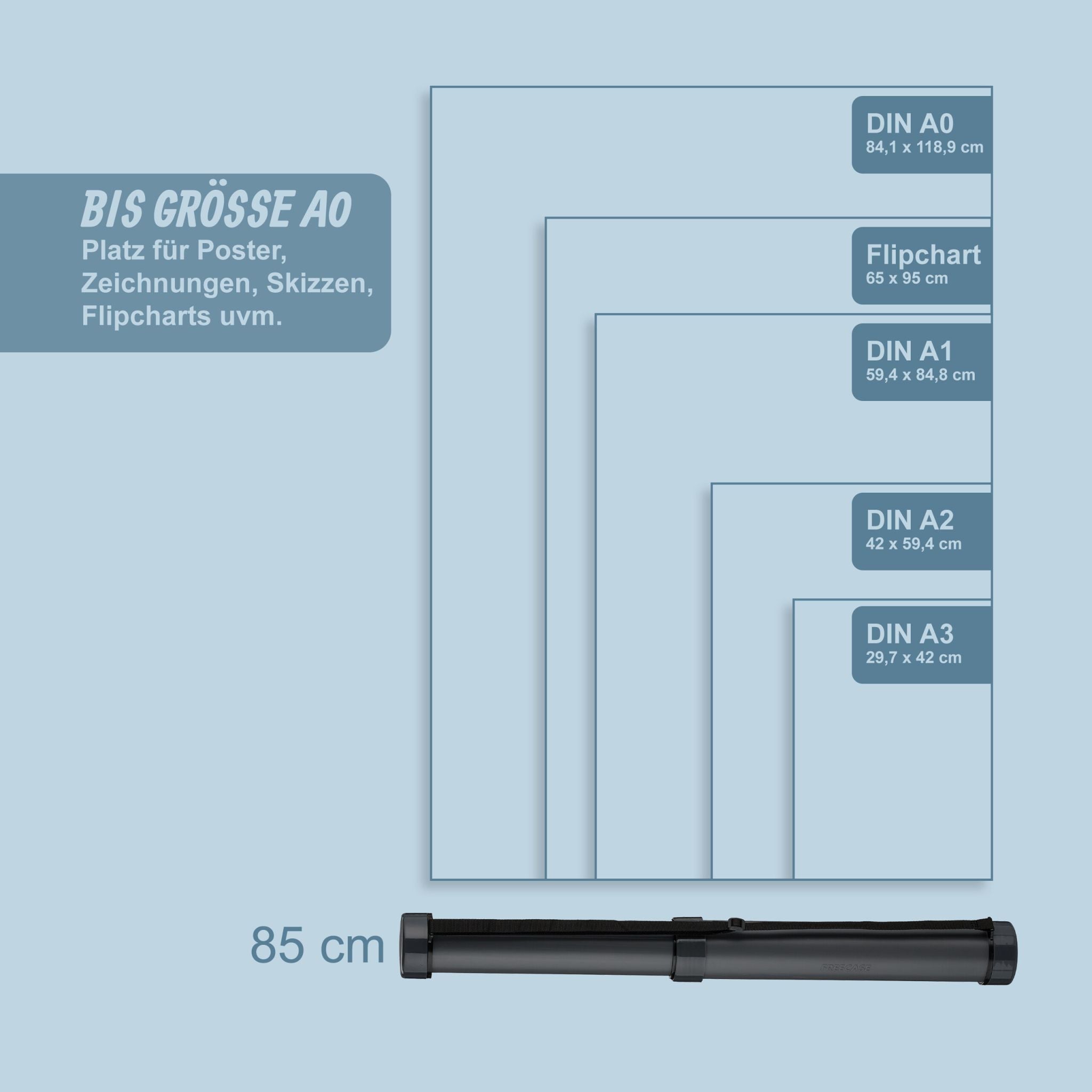 Posterrolle ziehbar mit Gurt Schwarz-Grau von Relaxdays