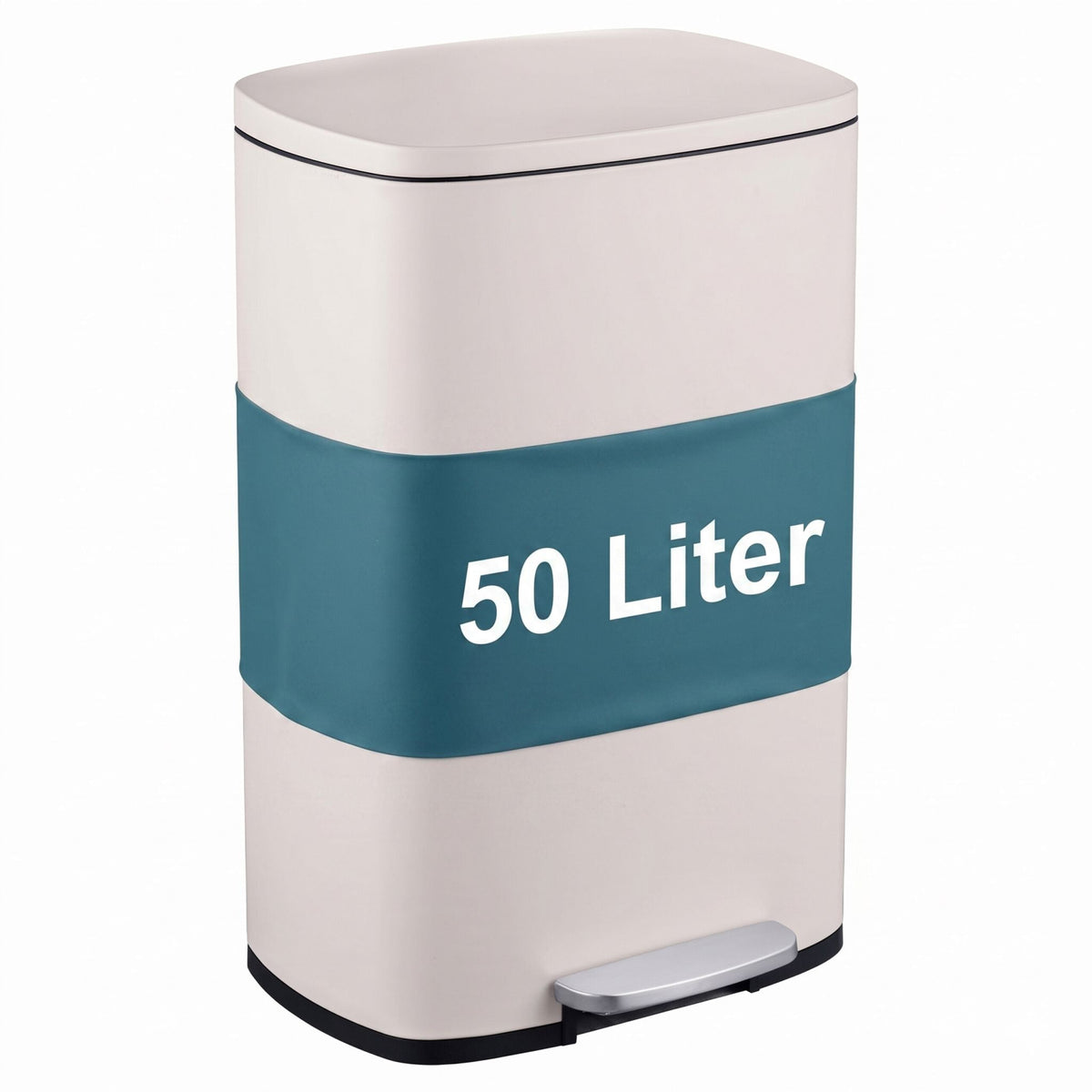 Mülleimer Küche 50L Beige-Schwarz-Silber von Relaxdays