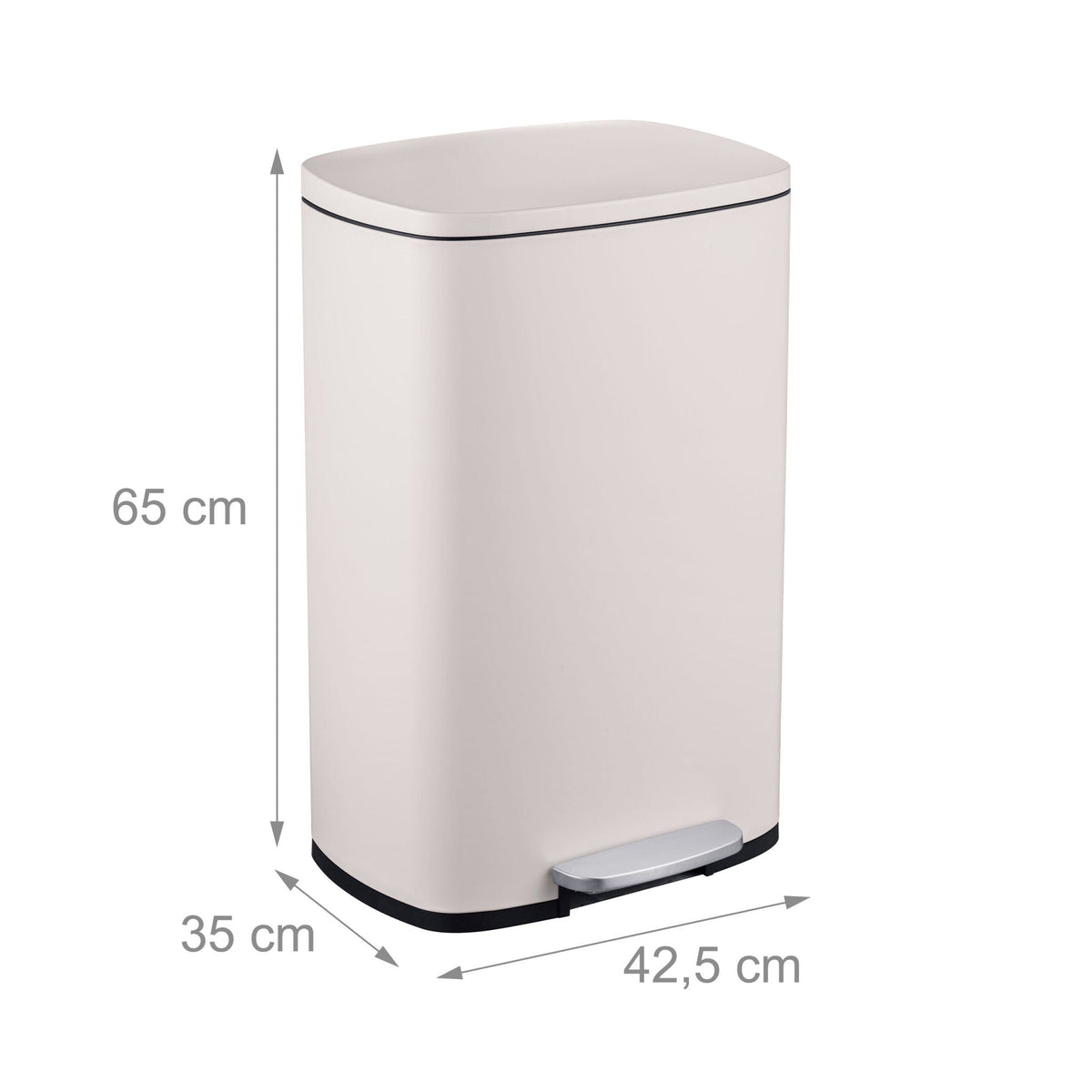 Mülleimer Küche 50L Beige-Schwarz-Silber von Relaxdays