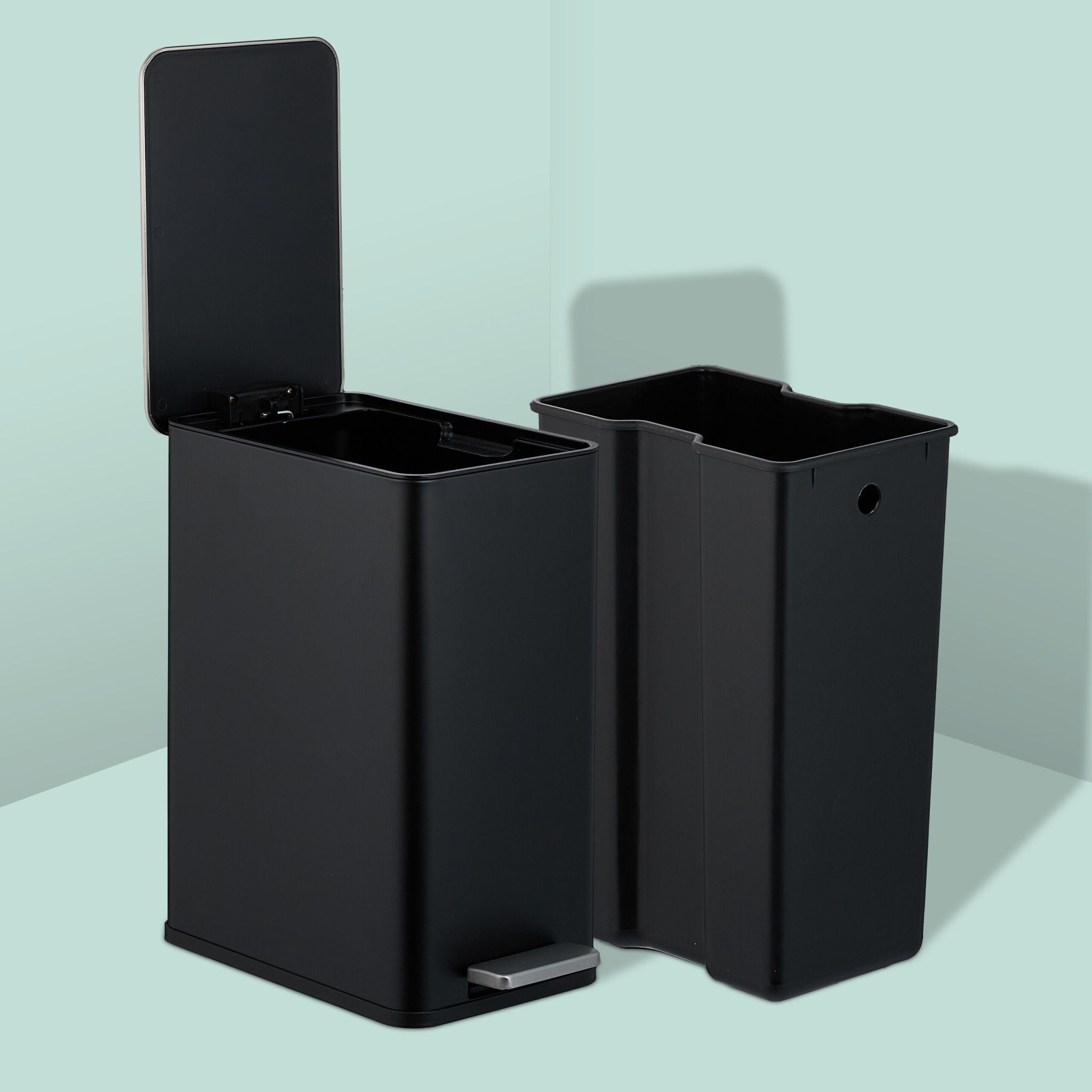 Kosmetikeimer 10 Liter Schwarz-Silber von Relaxdays