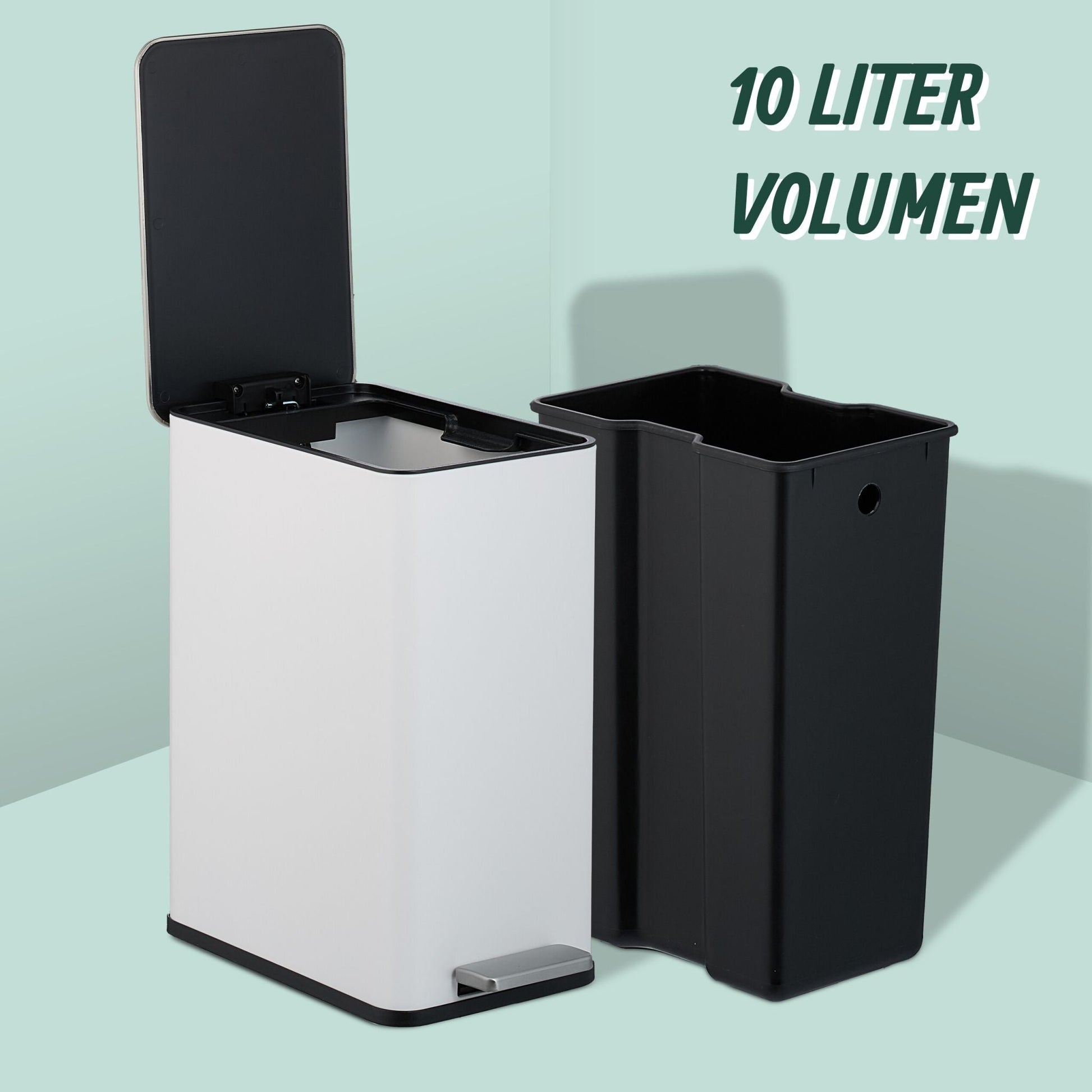 Kosmetikeimer 10 Liter Weiss-Schwarz-Silber von Relaxdays