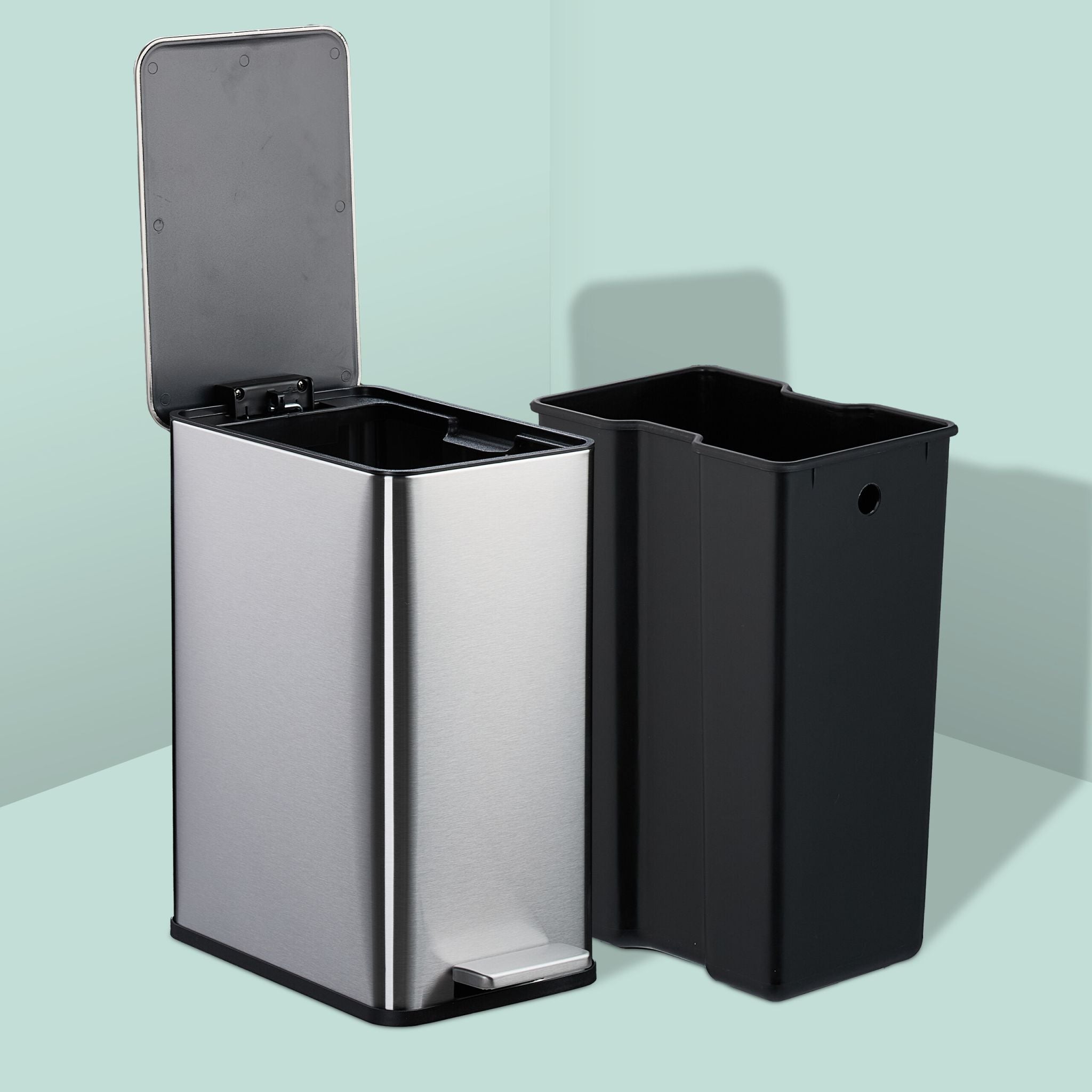 Kosmetikeimer 10 Liter Schwarz-Silber von Relaxdays