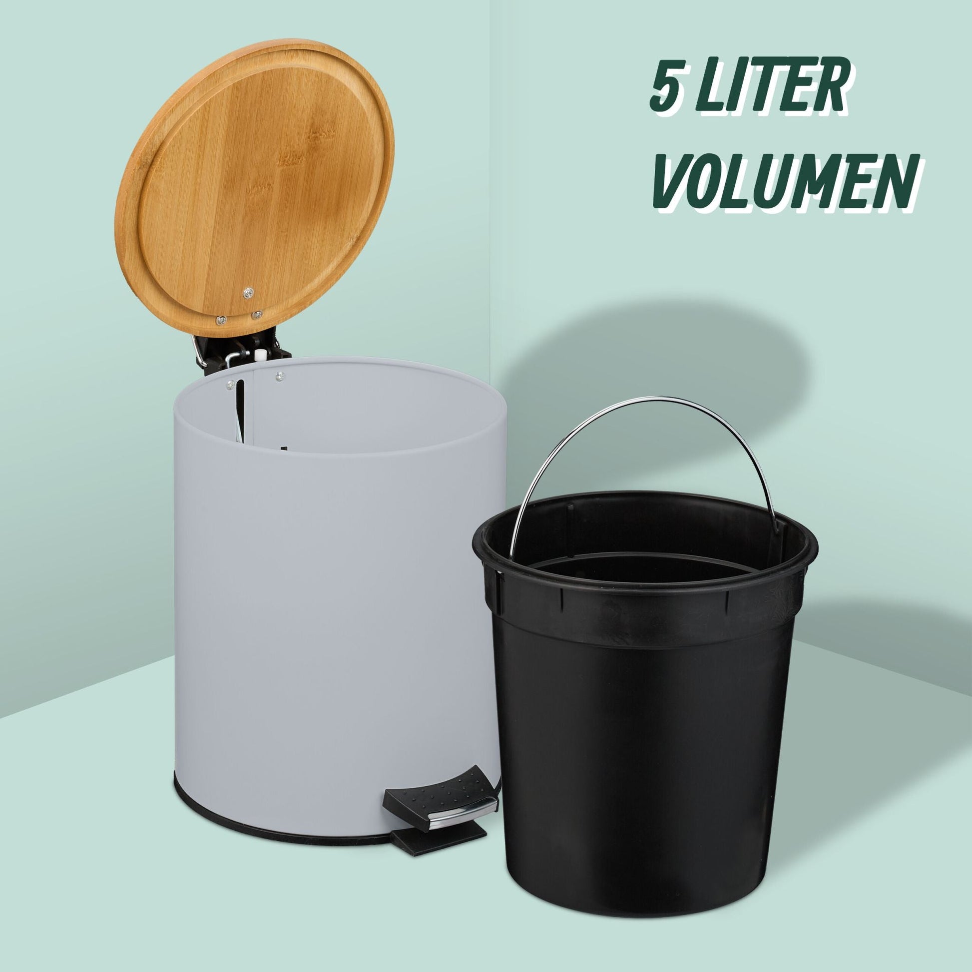 Kosmetikeimer 5 Liter Hellbraun-Schwarz-Grau von Relaxdays