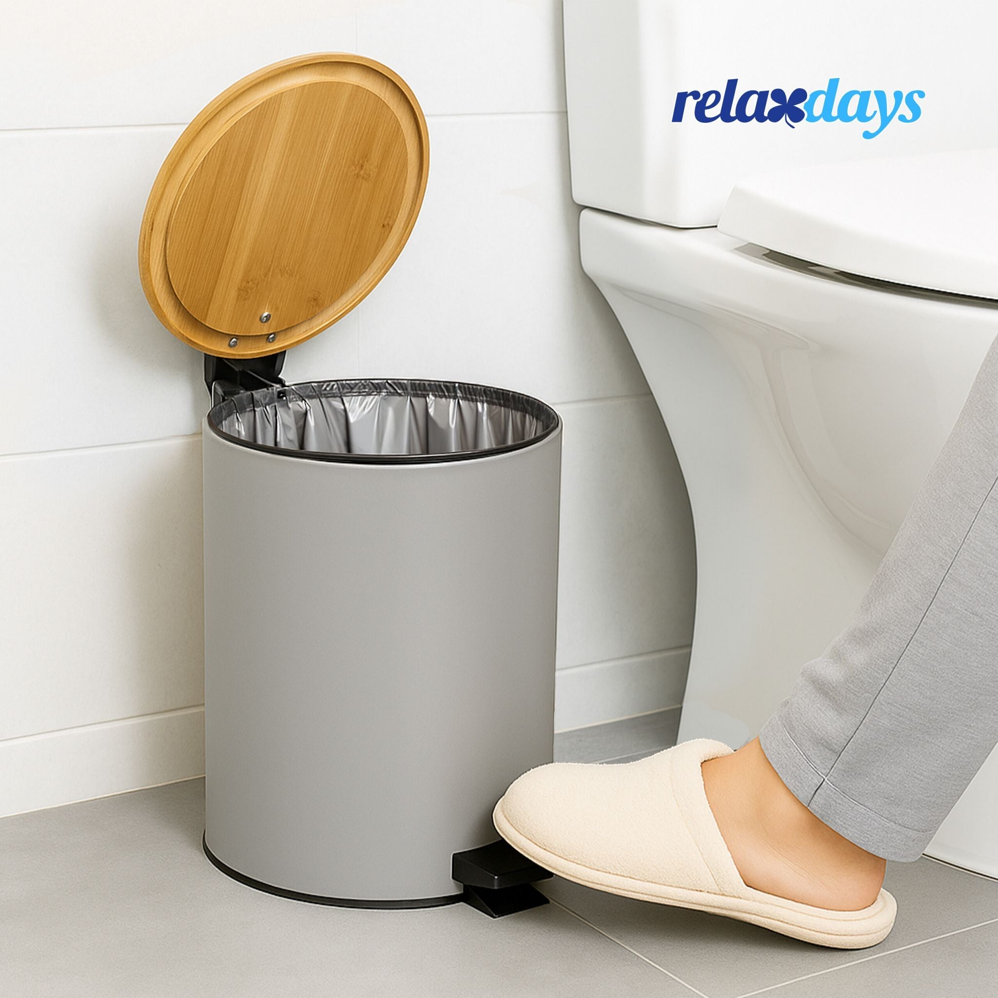 Kosmetikeimer 5 Liter Hellbraun-Schwarz-Grau von Relaxdays