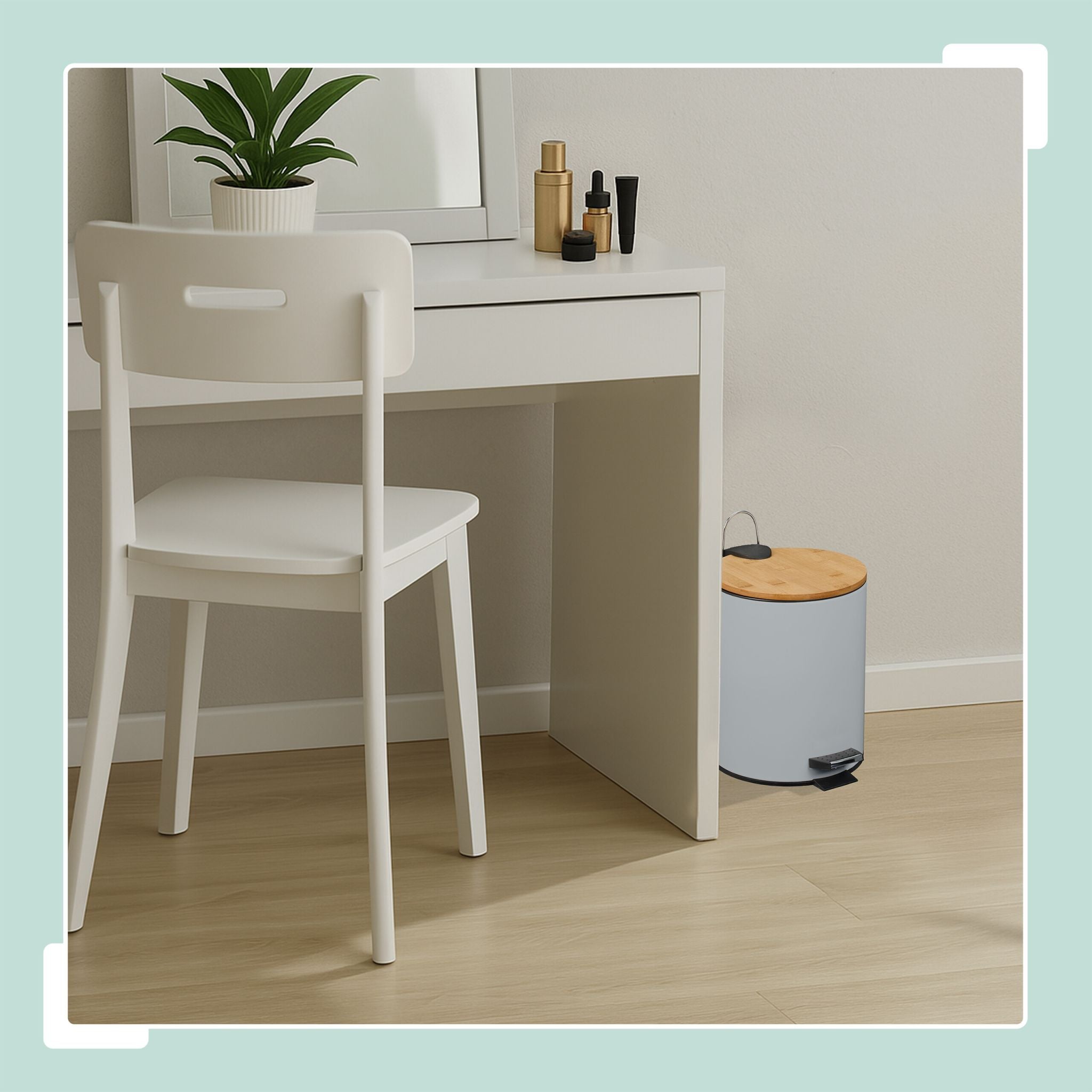 Kosmetikeimer 5 Liter Hellbraun-Schwarz-Grau von Relaxdays