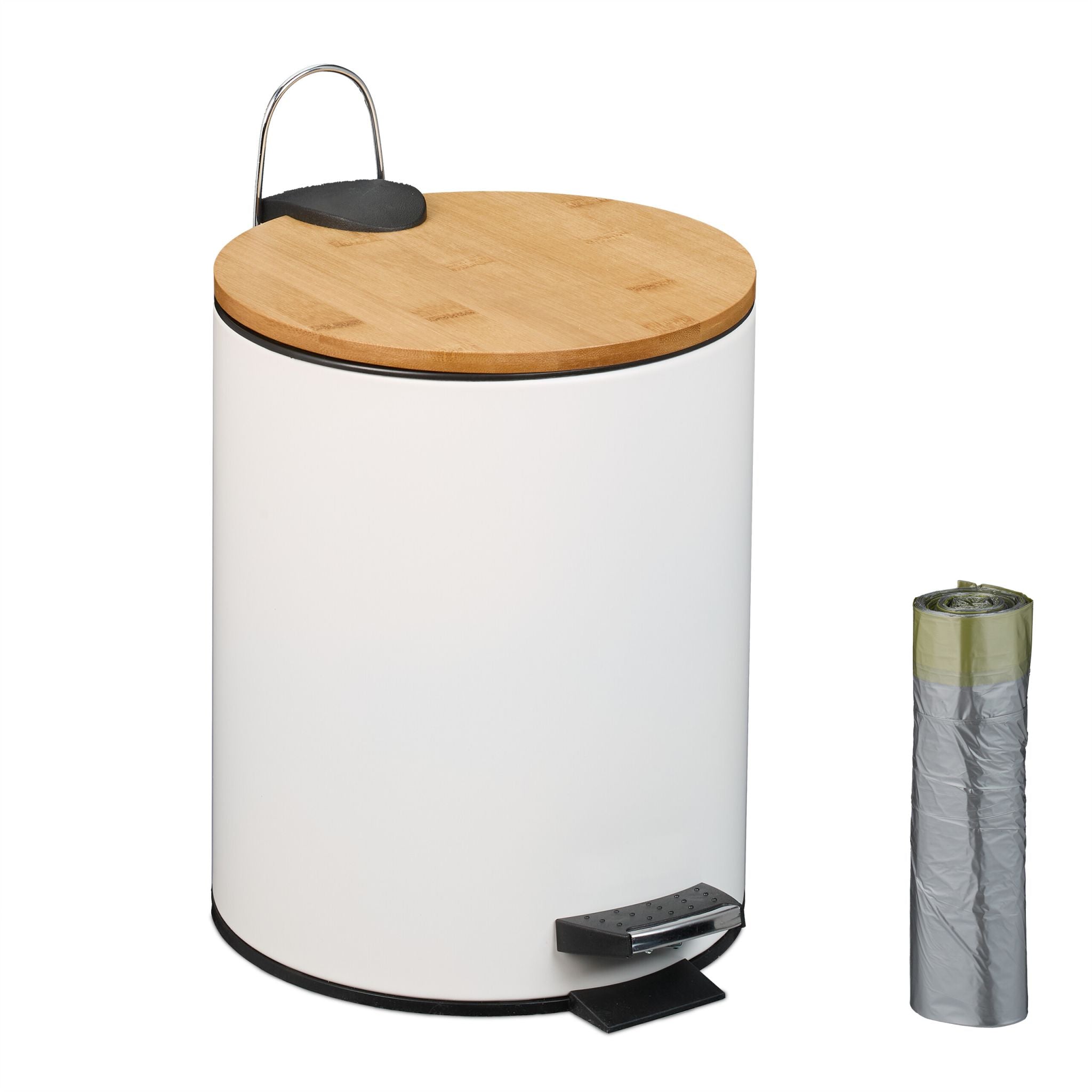 Kosmetikeimer 5 Liter Weiss-Hellbraun-Schwarz von Relaxdays