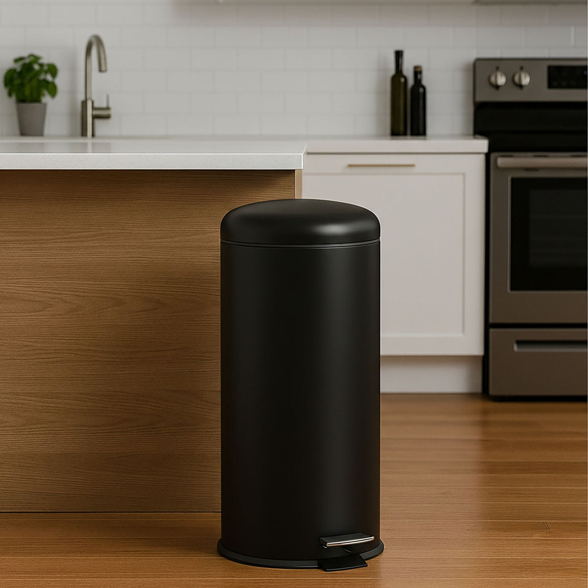Mülleimer 30L Schwarz-Silber von Relaxdays
