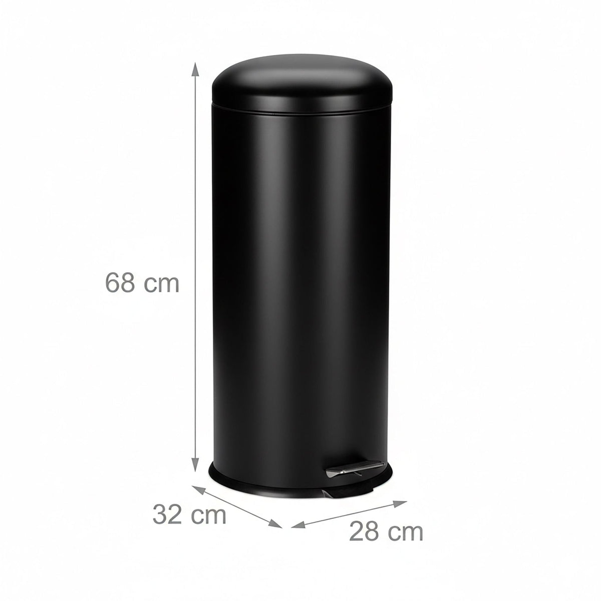 Mülleimer 30L Schwarz-Silber von Relaxdays