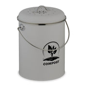 Komposteimer mit Geruchsfilter 5,5L Schwarz-Silber-Grau von Relaxdays