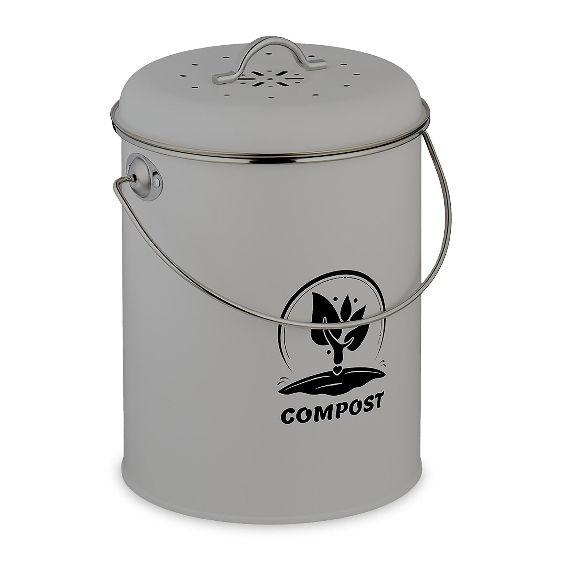 Komposteimer mit Geruchsfilter 5,5L Schwarz-Silber-Grau von Relaxdays