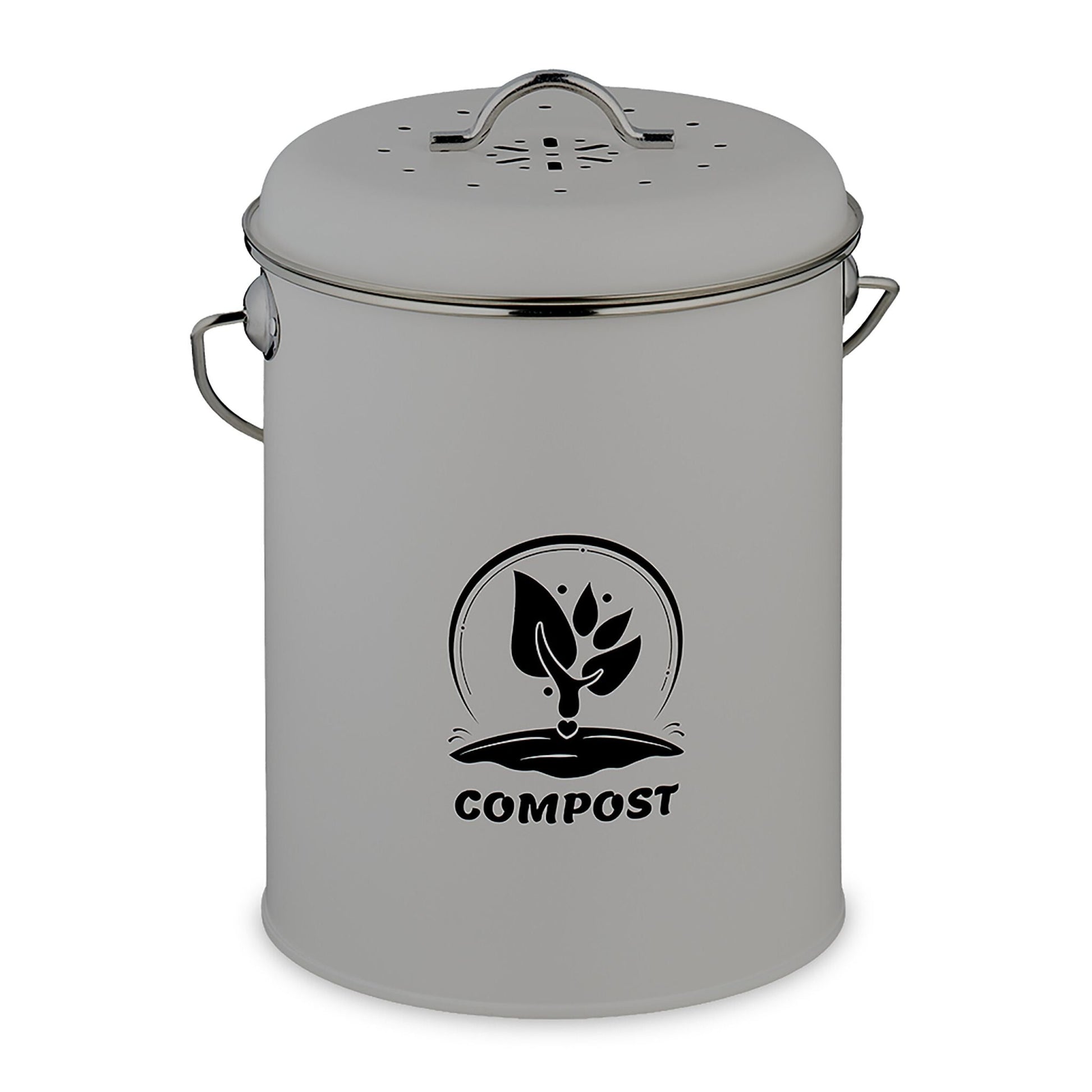 Komposteimer mit Geruchsfilter 5,5L Schwarz-Silber-Grau von Relaxdays