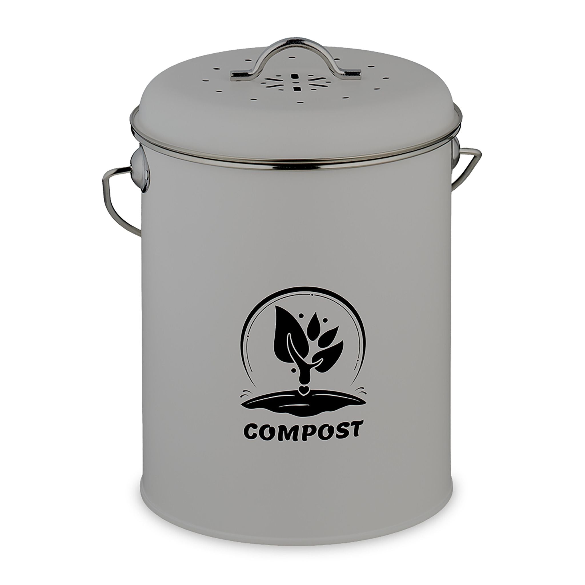 Komposteimer mit Geruchsfilter 5,5L Schwarz-Silber-Grau von Relaxdays