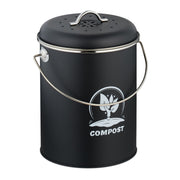 Komposteimer mit Geruchsfilter 5,5L Weiss-Schwarz-Silber