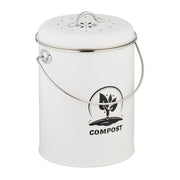 Komposteimer mit Geruchsfilter 5,5L Weiss-Schwarz-Silber