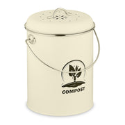 Komposteimer mit Geruchsfilter 5,5L Creme-Schwarz-Silber von Relaxdays