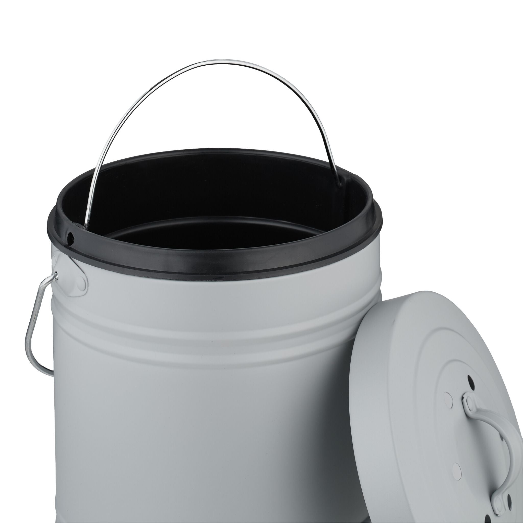 Komposteimer mit Geruchsfilter 5L Schwarz-Silber-Grau von Relaxdays