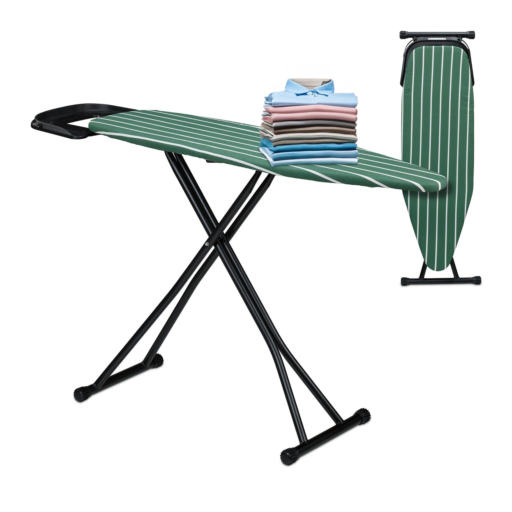 Bügelbrett 121 x 39cm Weiss-Dunkelgrün-Schwarz von Relaxdays
