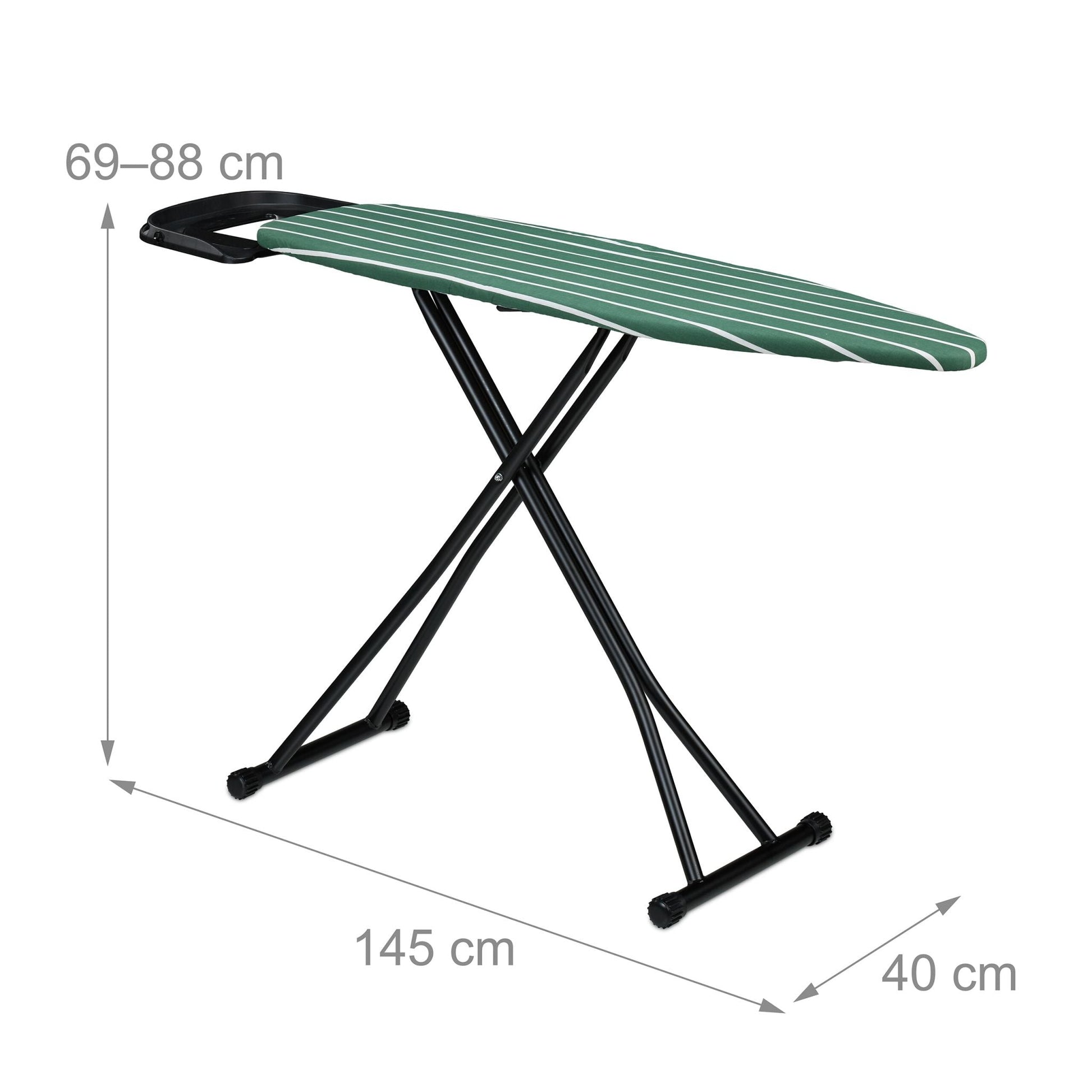 Bügelbrett 121 x 39cm Weiss-Dunkelgrün-Schwarz von Relaxdays